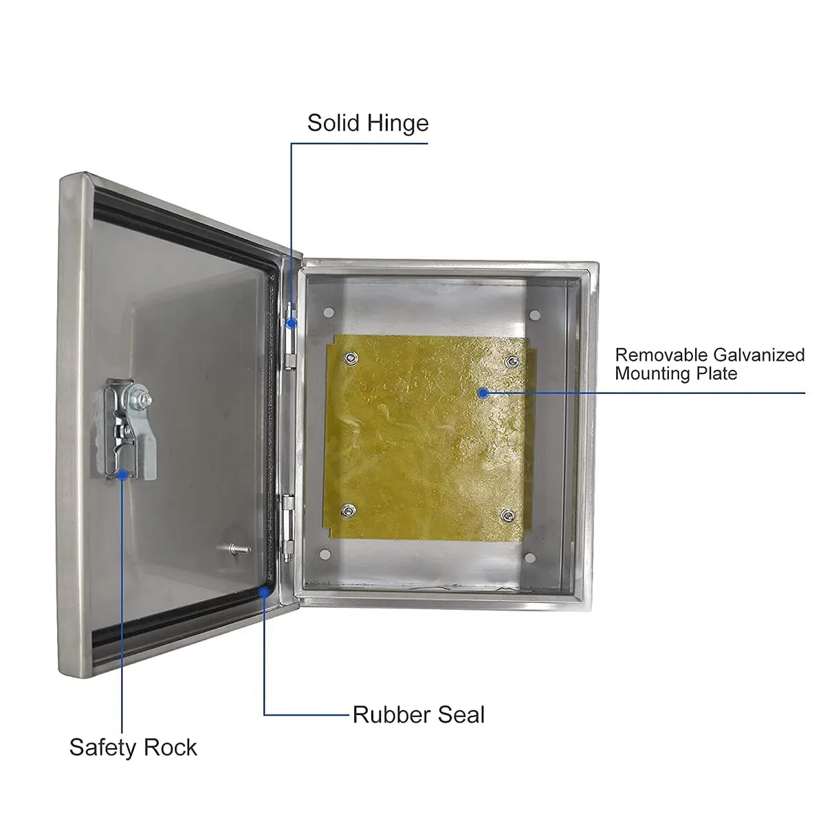 Edelstahl Wasserdichter Schaltschrank Innen/Außenwandmontierter Anschlusskasten Rostfreier Technikkasten mit Schloss 25x20x12cm Eingebaute Isoliermontageplatte,Schaltkasten für Innenräume