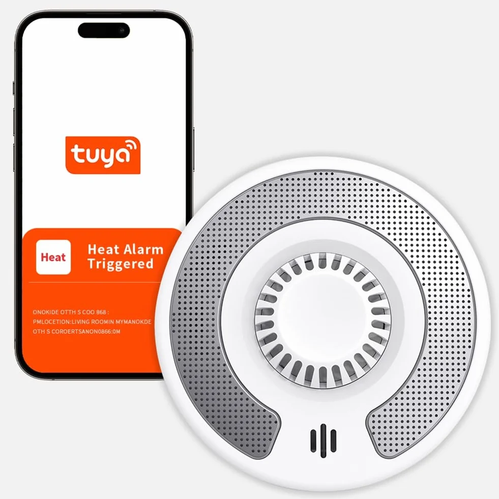 WiFi Smart Hitzemelder mit Tuya App-Steuerung, WiFi Wärmealarm mit versiegelter 10-Jahres-Li-, BS 5446-2, VH03W