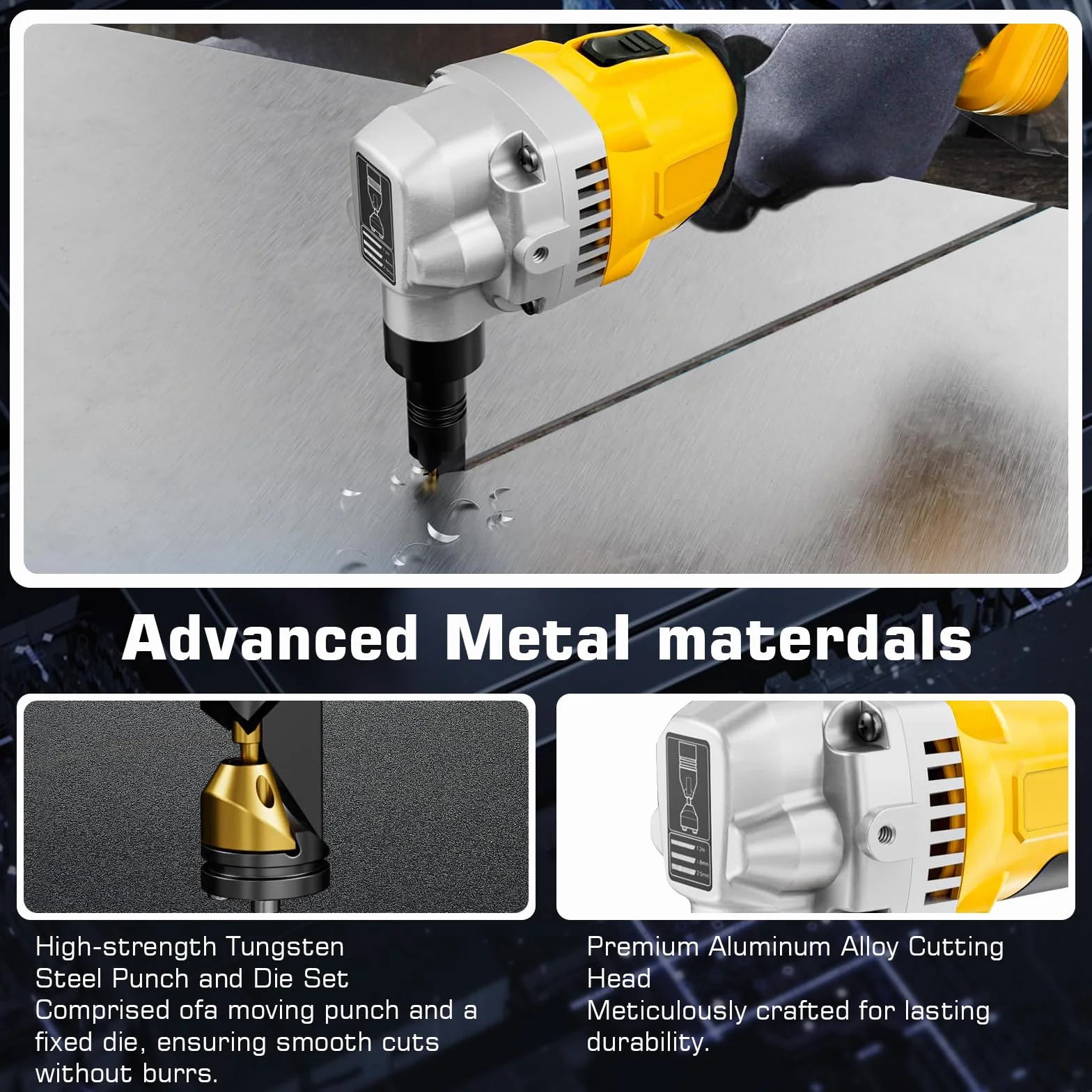 Blechknabber, Akkubetriebener Metallknabber Kompatibel mit Dewalt 18V Akku, Akku Knabber, Blechnibbler Aufsatz, 1900SPM, 3.5m/min, 950W, 3 Stufige Bürstenlose Elektro-Metallschere Blechknabber