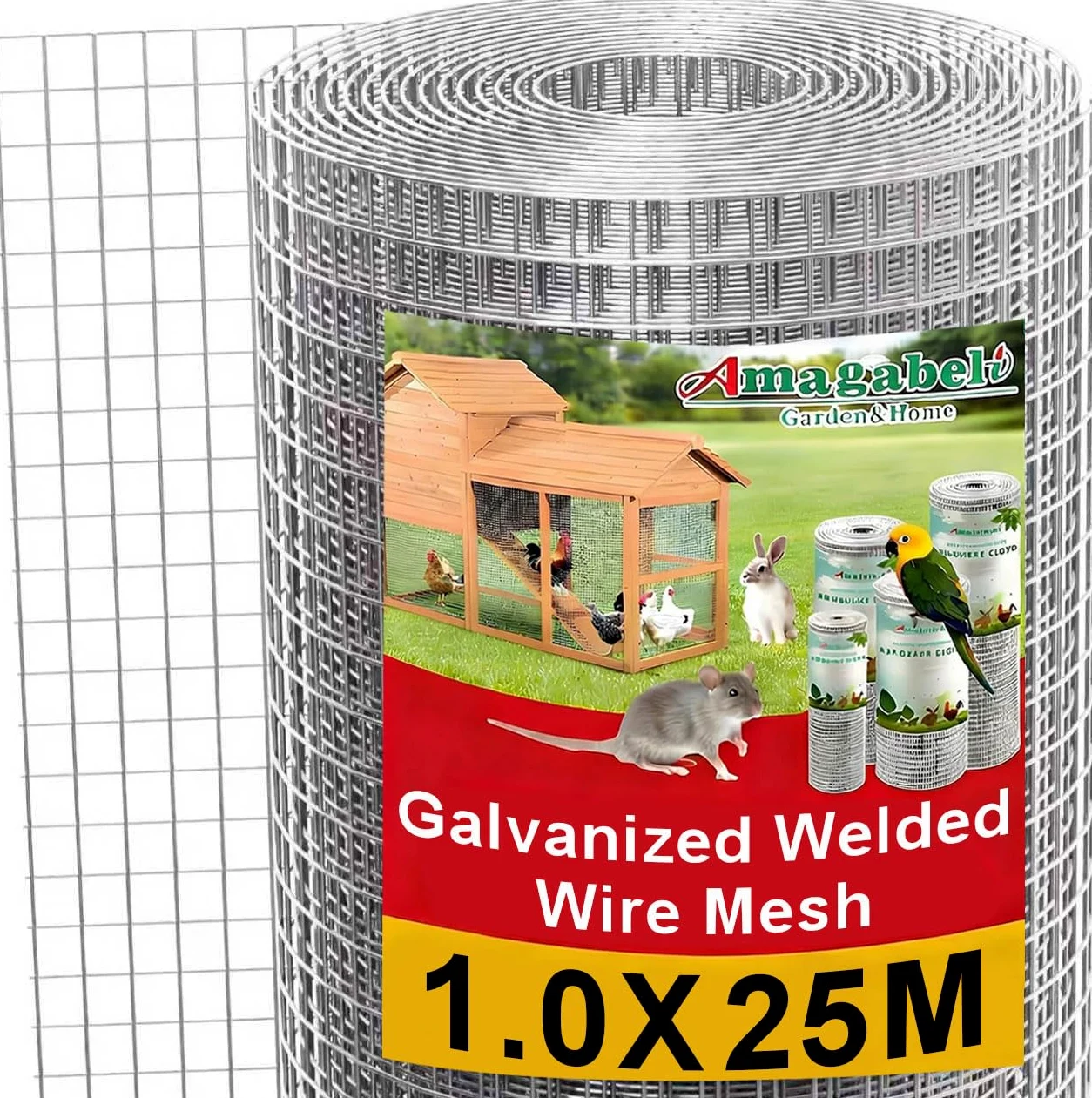 Amagabeli 1,0 X 25 Meter Hasendraht 100cm Volierendraht 12,7 mm Maschenweite Maulwurfgitter Wühlmausgitter Für Hochbeet Zaun Hühnerdraht Maschendrahtzaun Kaninchendraht Drahtgitter Feuerverzinkt