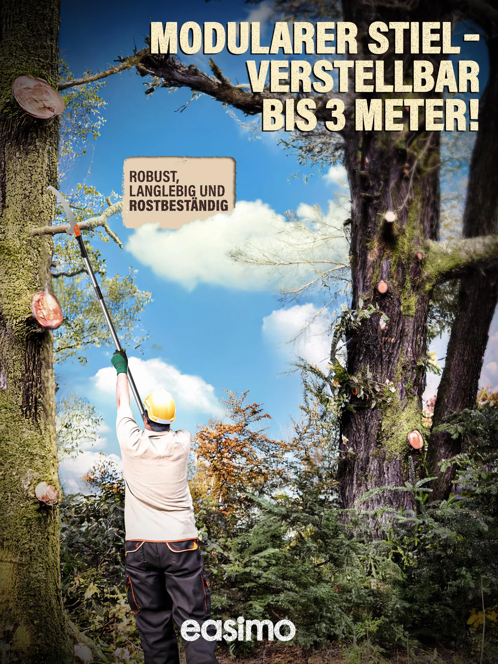 Astsäge Teleskop für Baumbeschneidung I Säge mit Teleskopstiel einstellbar auf bis zu 4.3m I Teleskop Baumsäge Baumschneider Baum Hochentaster