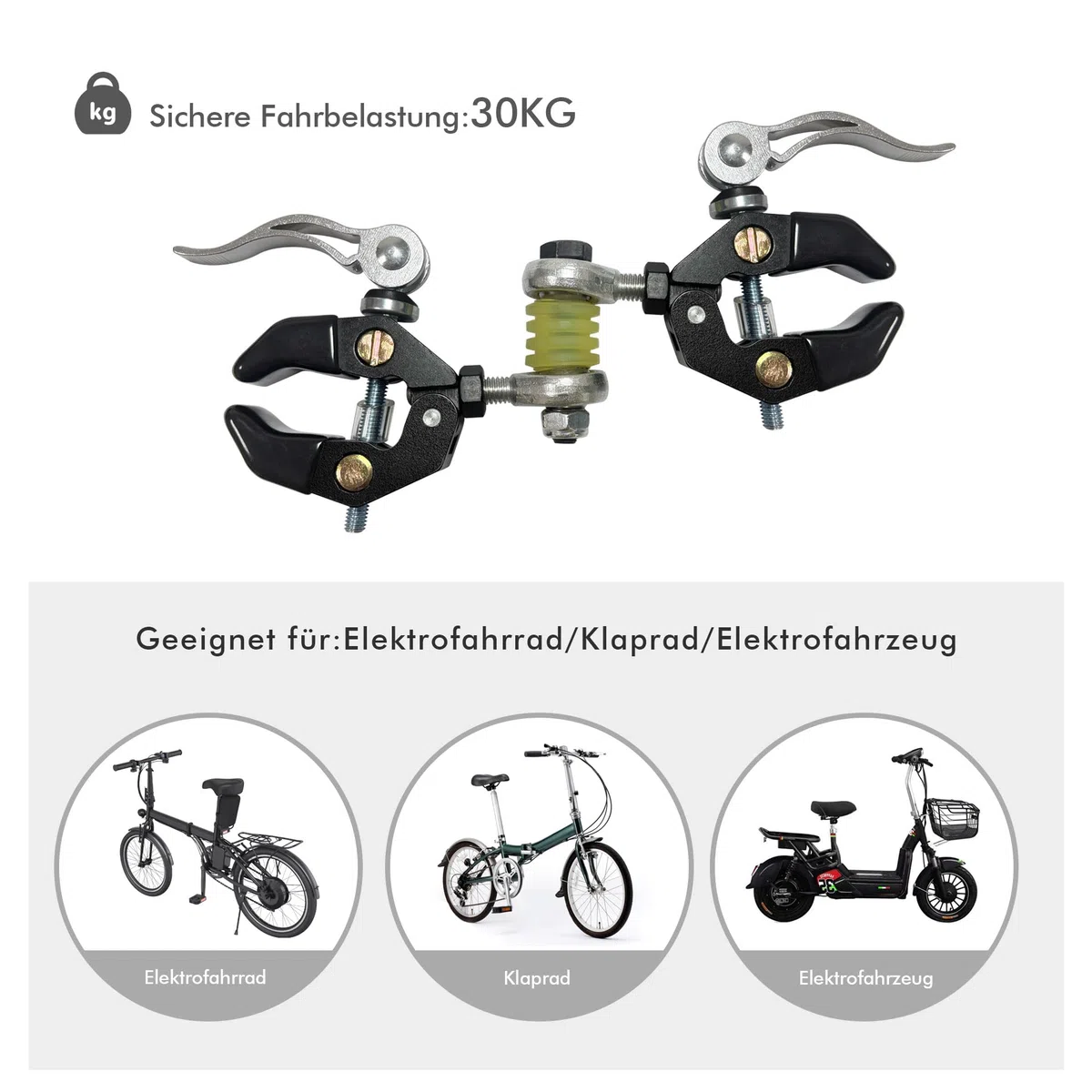 Mimoke Fahrrad Gepäckträger-Zugklemme 10–45 mm – Robuste Klemme zur Befestigung von Einkaufswagen-, Trolley- und Gepäckgriffen – Mit Schutzüberzug, sicherer Halt für tägliche Transport- und Ziehaufgab