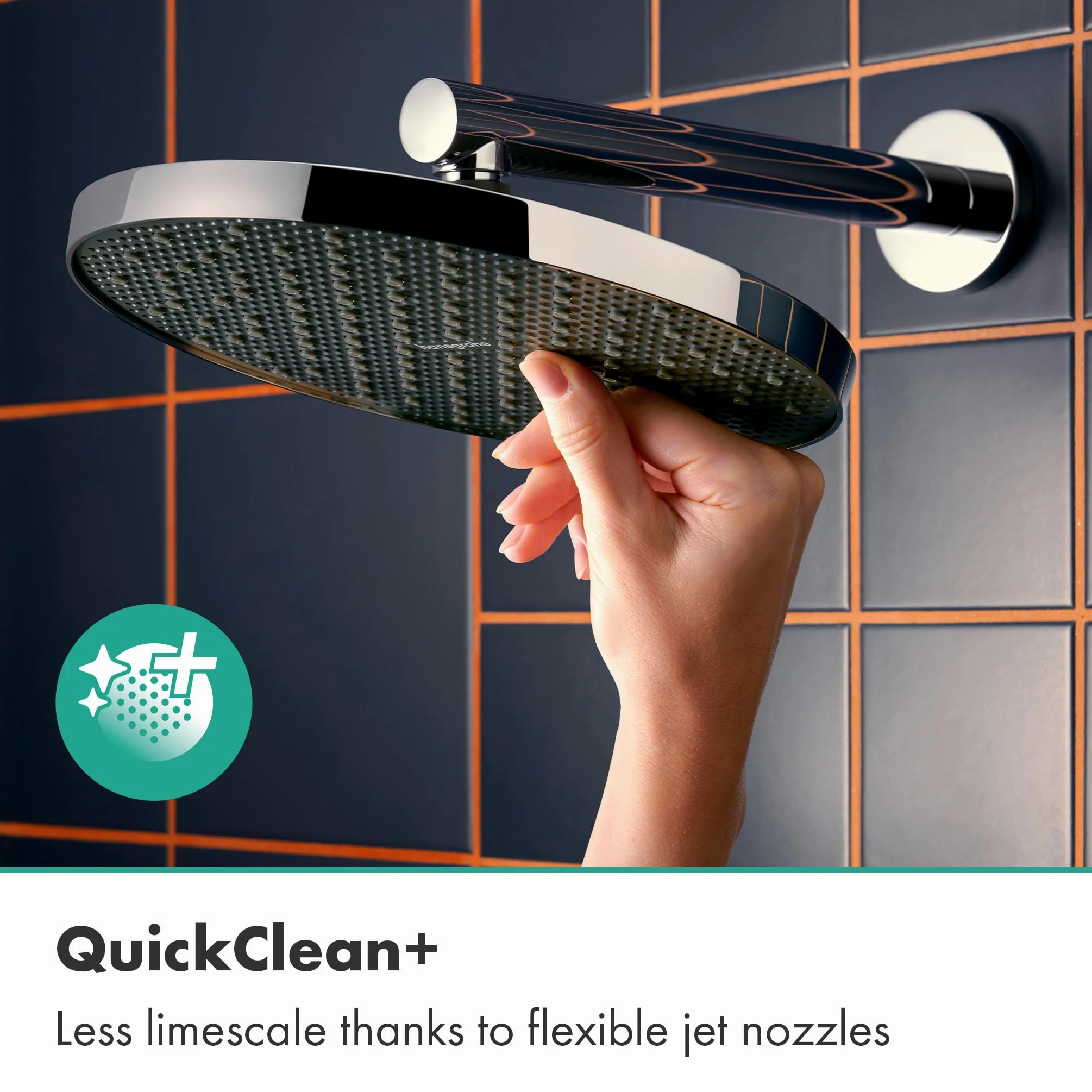 hansgrohe Activera S - wassersparende Kopfbrause (EcoSmart), runde Duschbrause (240 mm), Regendusche mit 1 Strahlart für Wand- oder Deckenmontage, Brausekopf mit Antikalk-Funktion, Chrom, 28056000