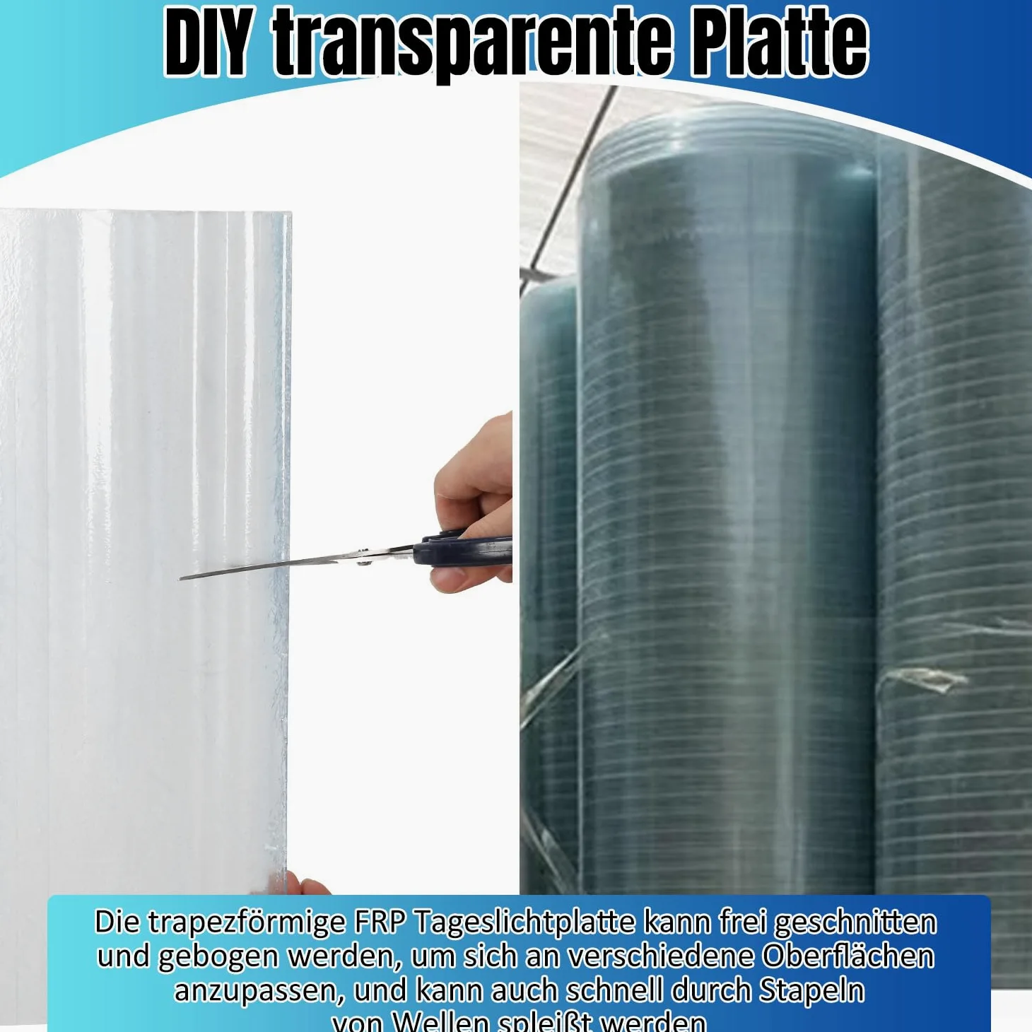 Wellplatten, 2 mm FRP-Trapezprofil-Wellblech, 90 * 120 cm Wellplatten Transparent, Dachplatten Wetterfest, Dach Profilplatten Trapez, Beleuchtungspaneele, 10 Stück