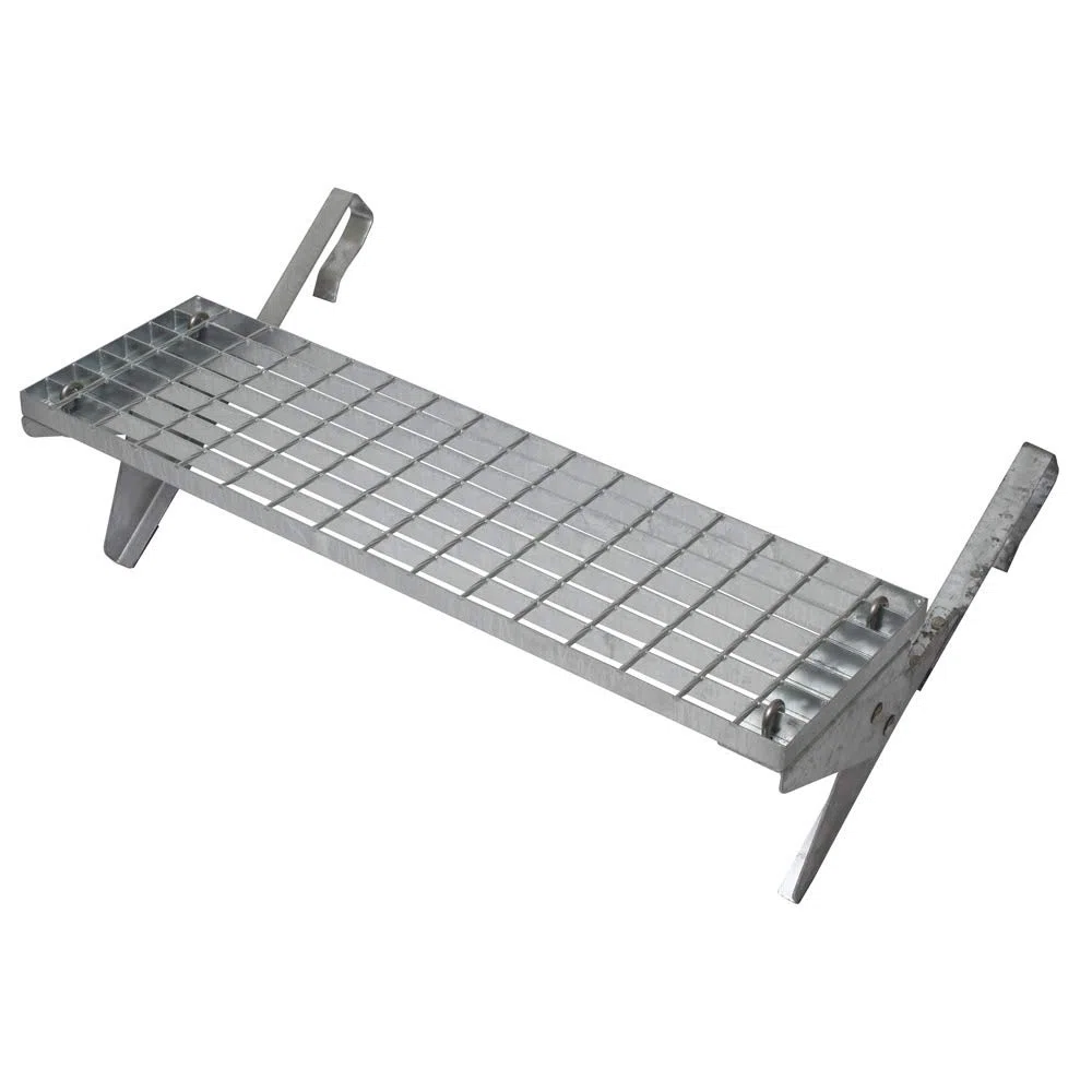 Dachtritt Set 80x25 cm, ohne Farbe, Universal-Trittrost mit Laufroststützen aus feuerverzinktem Stahl, Dachstufe, Laufrost, Steigtritt für Großflächenziegel (ab 44 cm Ziegellänge)