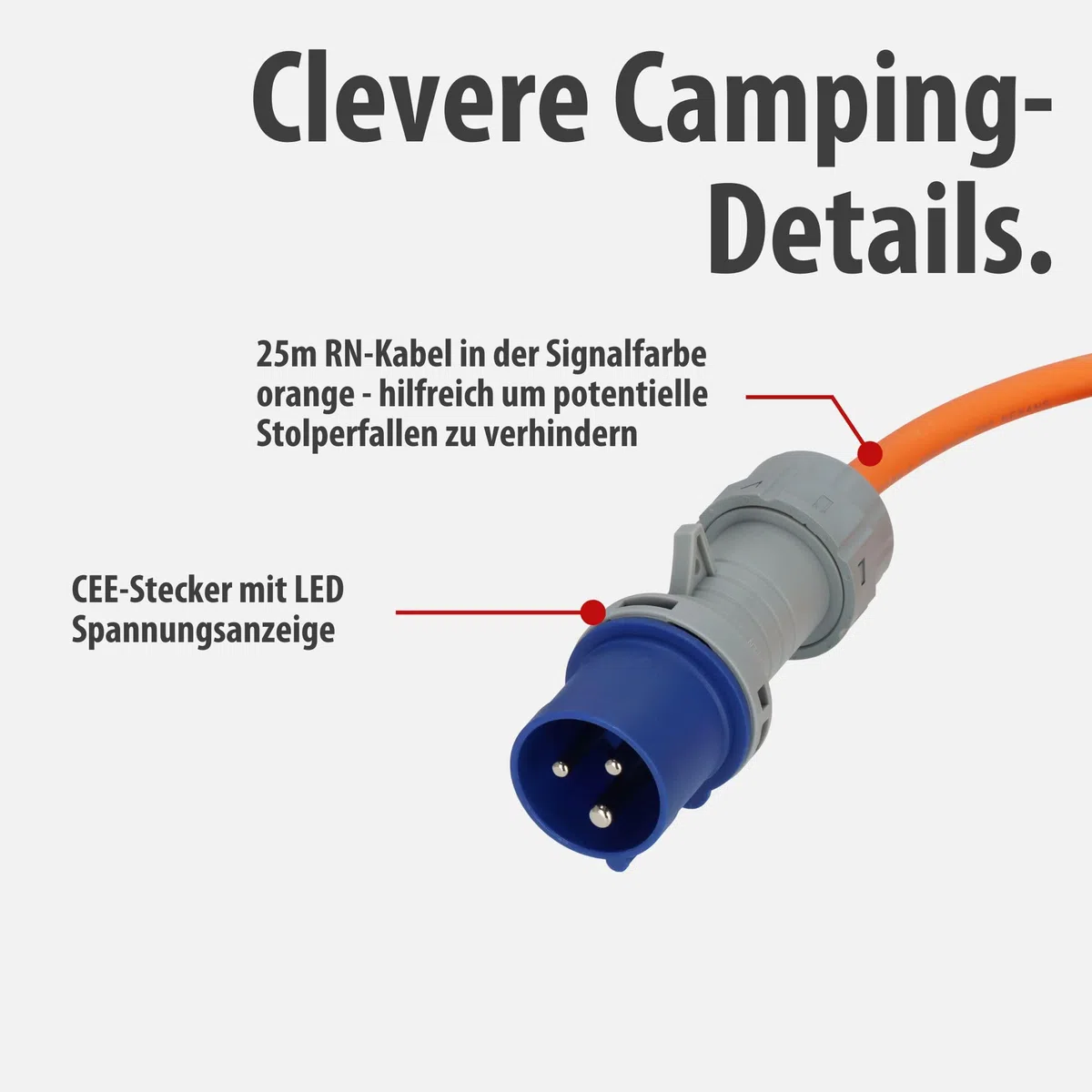 Brennenstuhl Camping CEE-Verlängerungskabel mit CEE-Stecker und Winkelkupplung inkl. Schutzkontakt-Kombisteckdose mit LED Spannungsanzeige (25m, 230V/16A, Einsatz im Außenbereich, Made in Germany)