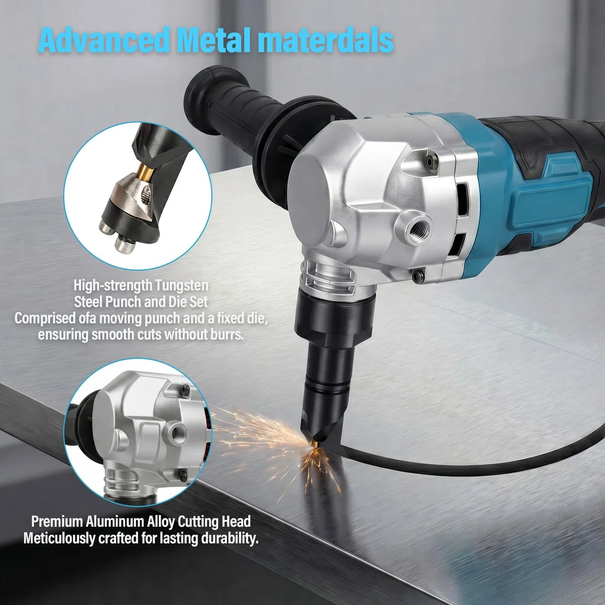 Blechknabber, Akkubetriebener Metallknabber Kompatibel mit Makita 18v Max Akku, Akku Knabber, Blechnibbler Aufsatz, 1900SPM, 950W, 3 Stufige Bürstenlose Elektro-Metallschere Blechknabber