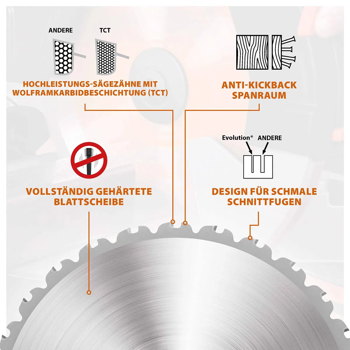 Evolution Power Tools R255TCT zaagblad met 28 tanden en met een uiteinde van carbide voor meerdere materialen - zaagt hout, metaal, kunststof en meer, 255 mm
