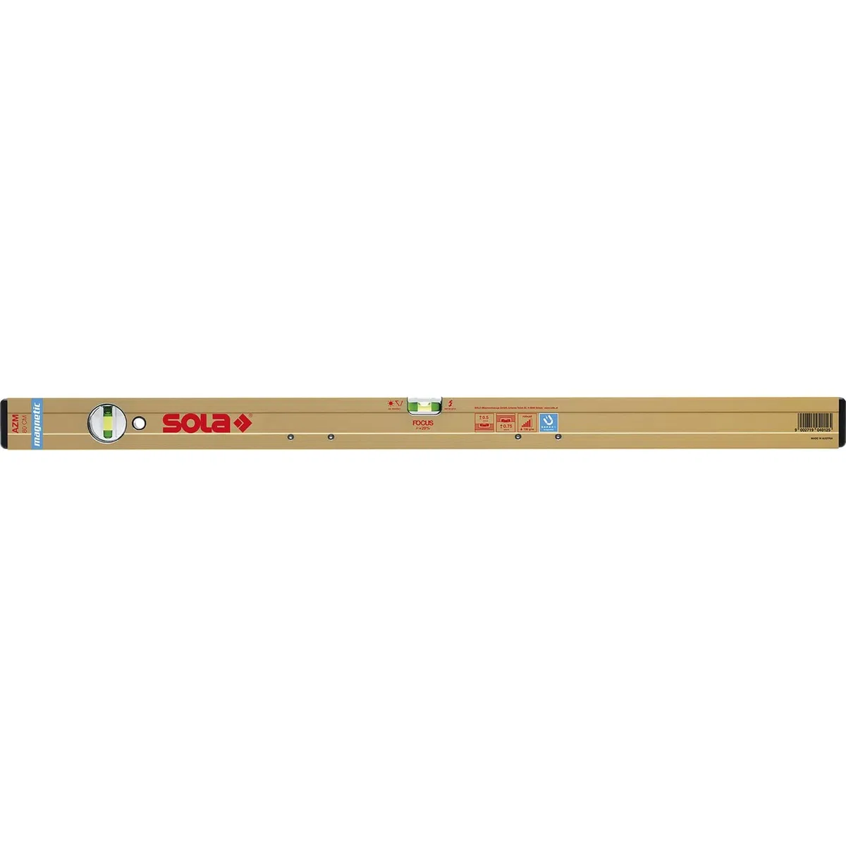 SOLA AZM 100 - Wasserwaage magnetisch 100 cm - starker Halt durch Neodym Magnete - Wasserwaage mit Magnet 100 cm - patentierte SOLA-Focus Libelle