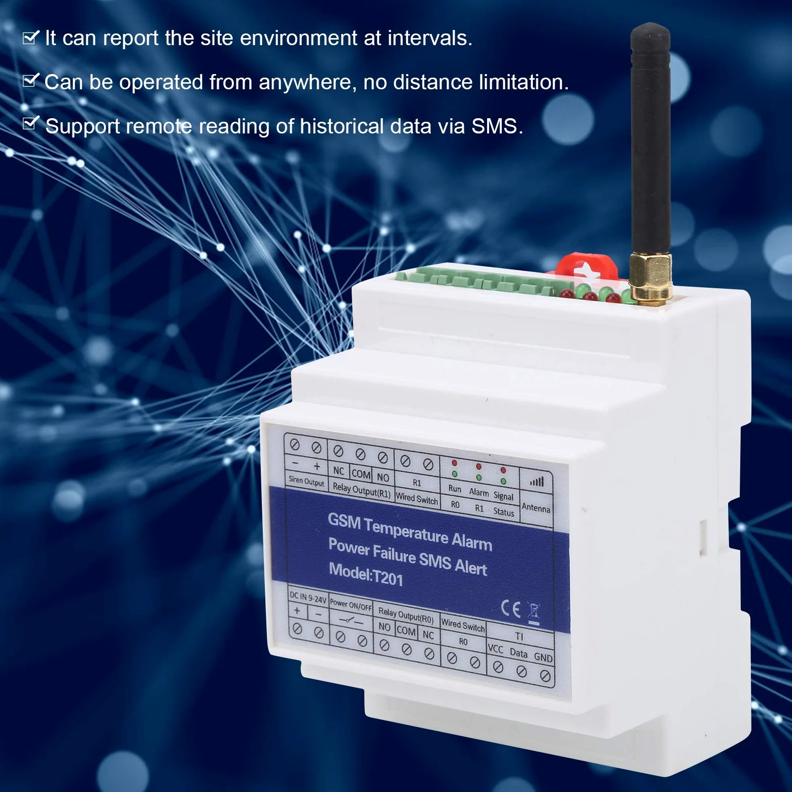 Sonew GSM Fernschalter, GSM Modul SMS Controller Alarm Temperatur Alarm Leistungsstatus Überwachung Timer-Bericht des Fernrelais Schalters
