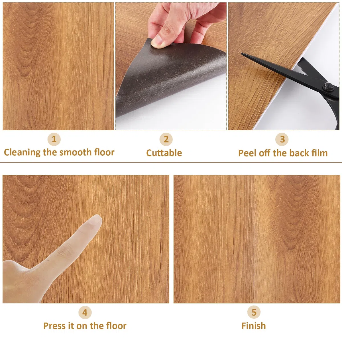 CYEER 40 Stück PVC Bodenbelag Selbstklebend 30x30cm, Vinylboden Eiche Holzoptik, Wasserfeste Bodenfliesen für Mietwohnung, Bad & Küche, DIY Boden Renovierung (3,6 m²)