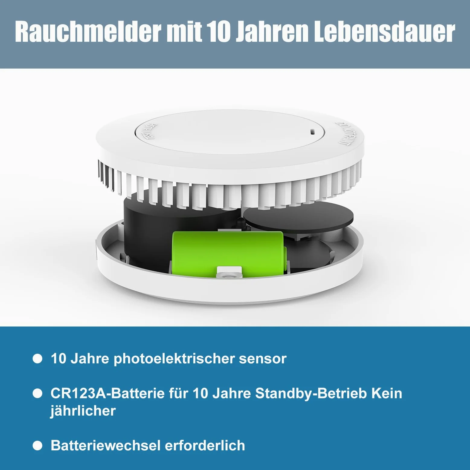 Tüvrheinland Rauchmelder 10 Jahre Batterie Magnethalter Ohne Bohren Feuermelder 4 Stücke EN14604