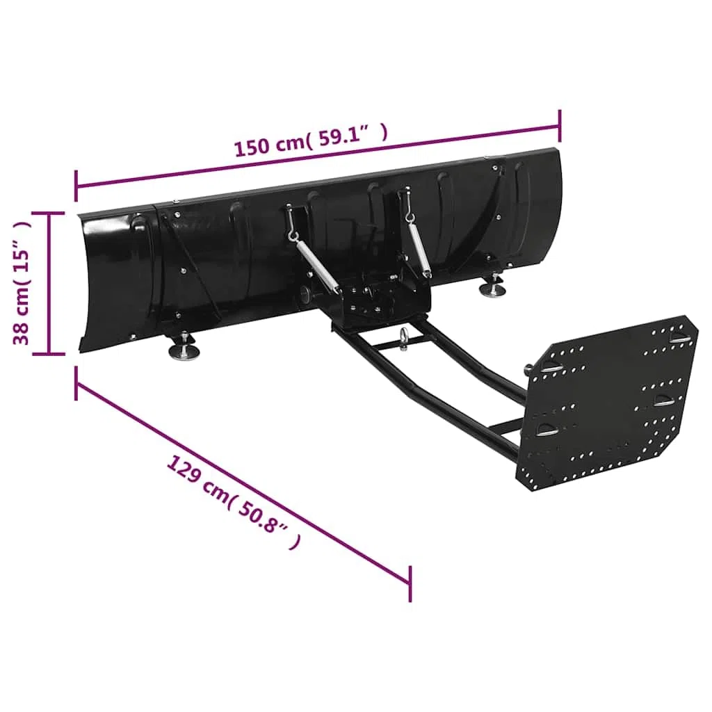 vidaXL Schneefräse für ATV 150 x 38 cm schwarz