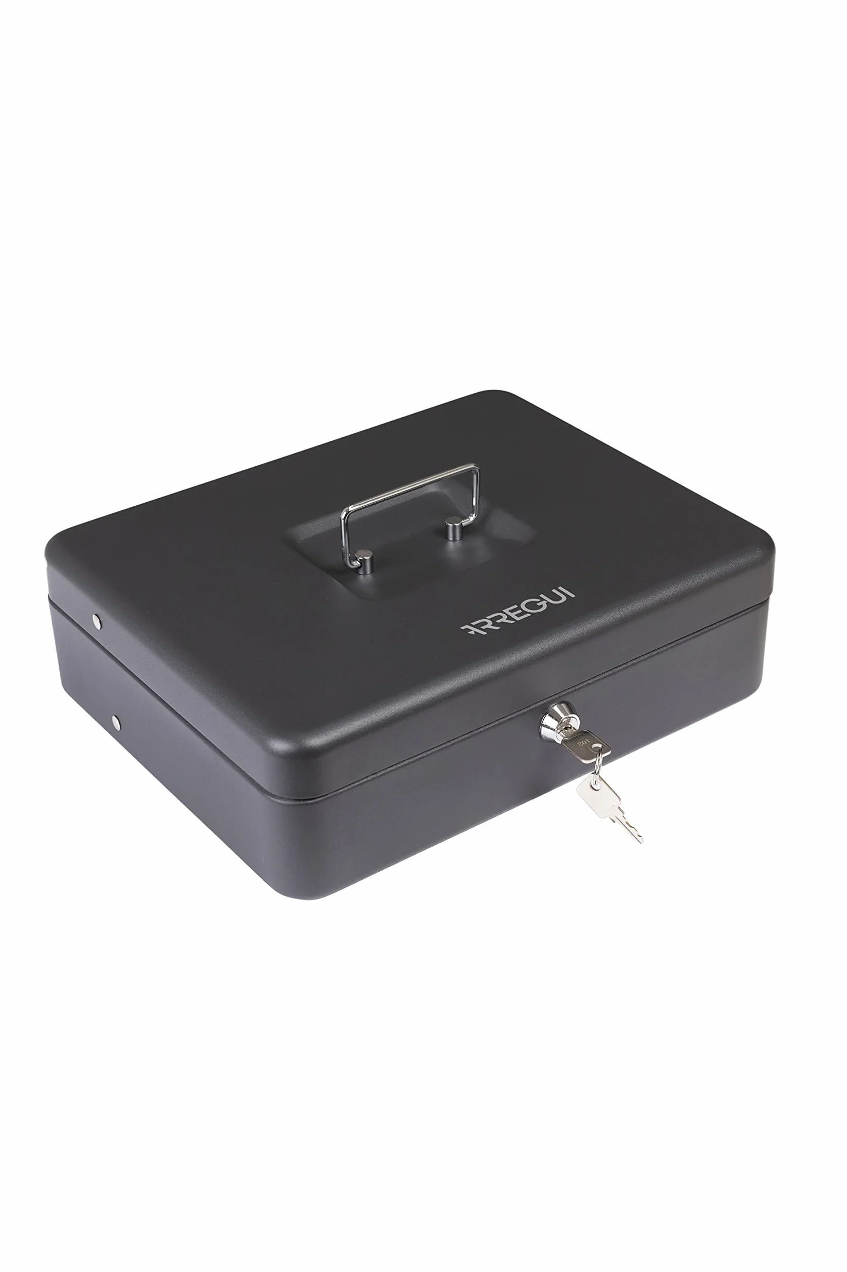ARREGUI Cashier Clip C9244-EUR Geldkassette mit Eurozähleinsatz und Scheineinsatz | Kasse / Geldbox aus Stahl | 30 cm breit | Geldkassette mit Münzzählbrett und 4 Scheinfächern mit Klammer | schwarz