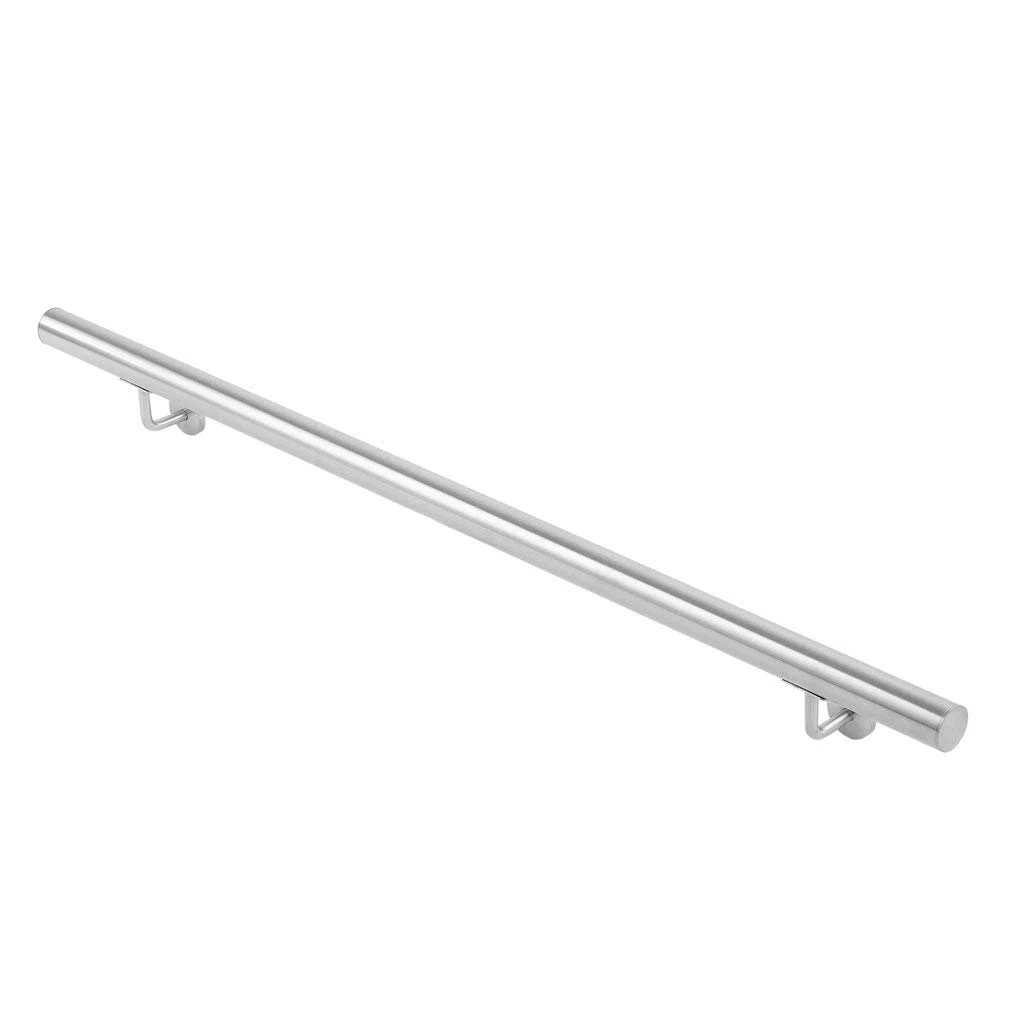 Edelstahl Handlauf V2A 42,4mm 240K geschliffen Wandhandlauf mit leicht gewölbter Endkappe 1000 mm
