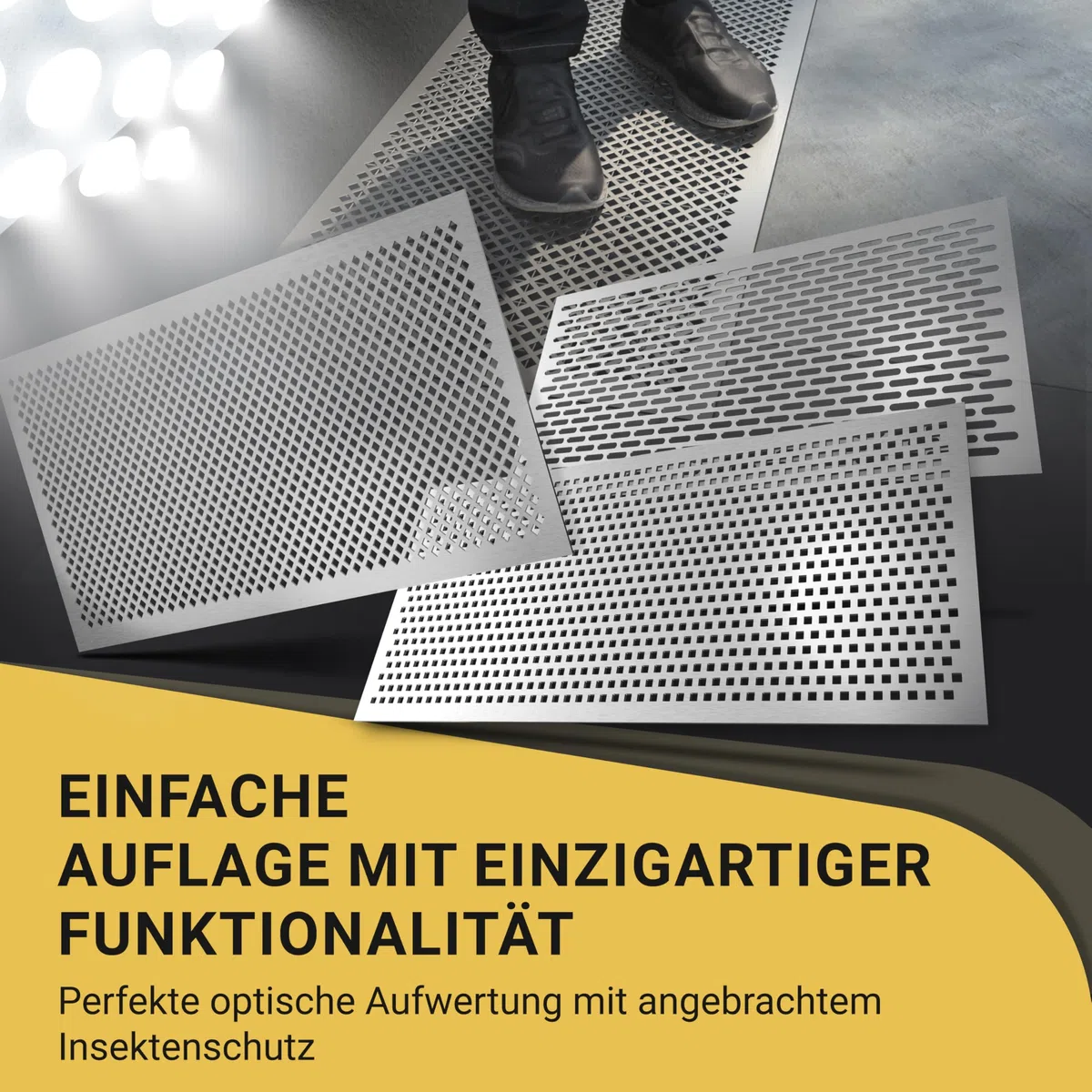 Lichtschachtabdeckung Edelstahl – Mit Insektenschutz - Quadrate - Rostfrei & langlebig – Begehbar – Einfache Montage – Hochwertiges Design & Funktion – Made in Germany