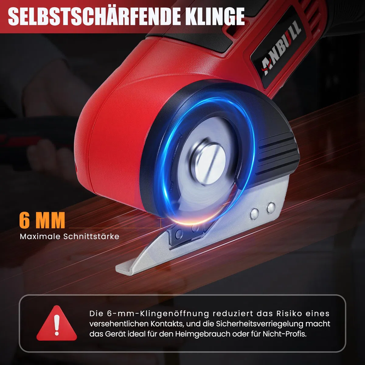 Anbull Kartonschneider Elektrische Schere 4V Kabellose Rollschneider Akku, Elektrische Stoffschere für Stoffe & Nähen, USB aufladbar, für Leder, Karton, Kunststoff, leicht, sicher, DIY
