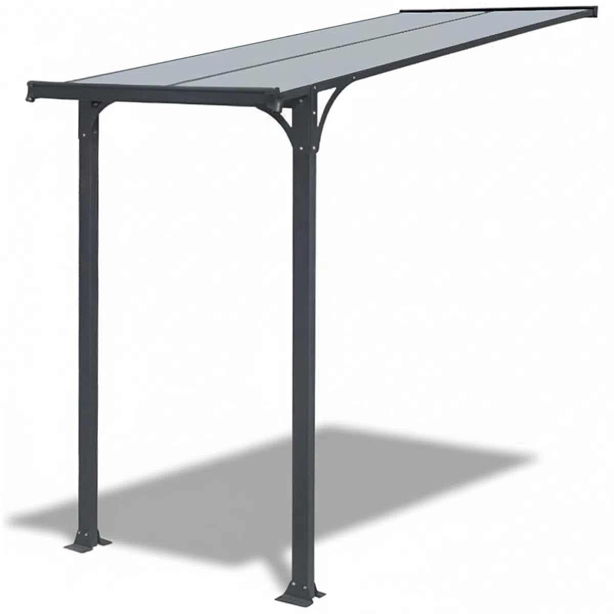 Haustürvordach Aluminium pulverbeschichtet transparentes Dach | Vordach Polycarbonat Überdachung Wasserführung 238 x 150 x 148/150 x 250/261 cm (H x B x T x H-hinten) anthrazit