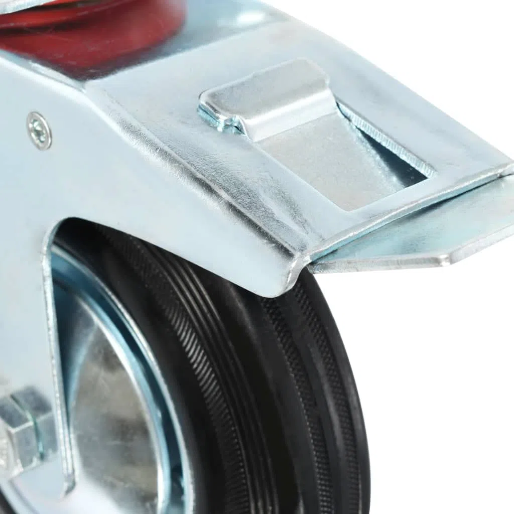 8 Stk. Lenkrollen 160 mm, 4 mit Bremse, geräuschlose Möbelrollen aus Gummi, stoß- und vibrationsbeständig, kratzschonend, zinkbeschichteter Eisenrahmen rostfrei, je 150 kg