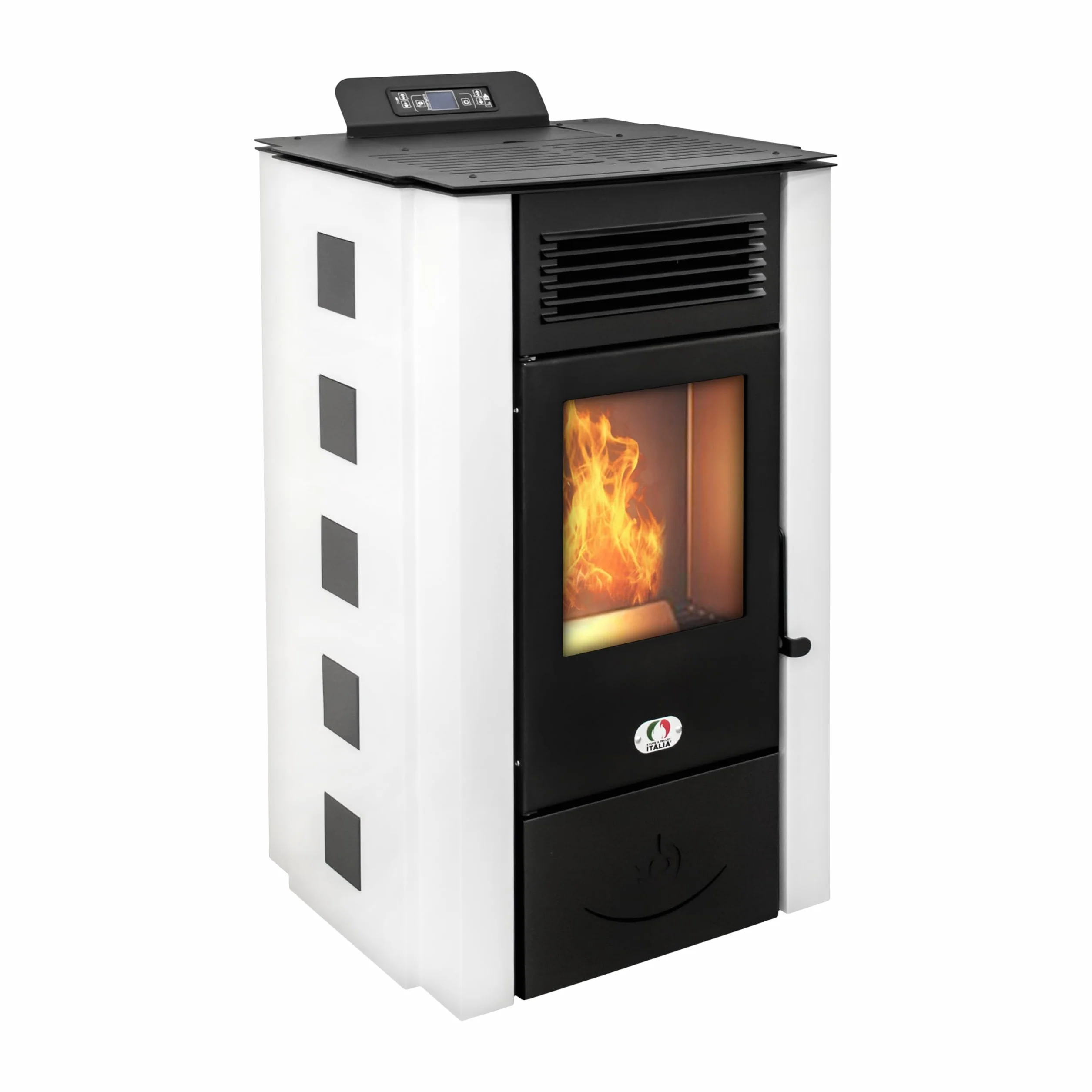 STUFE A PELLET ITALIA Colorado 15 KW | Pelletöfen Effizienz 92% Heizt 140m² Autonomie 15 Std. Programmierbar 5 Geschwindigkeiten und Leistungsstufen 24 Monate Garantie Weiß