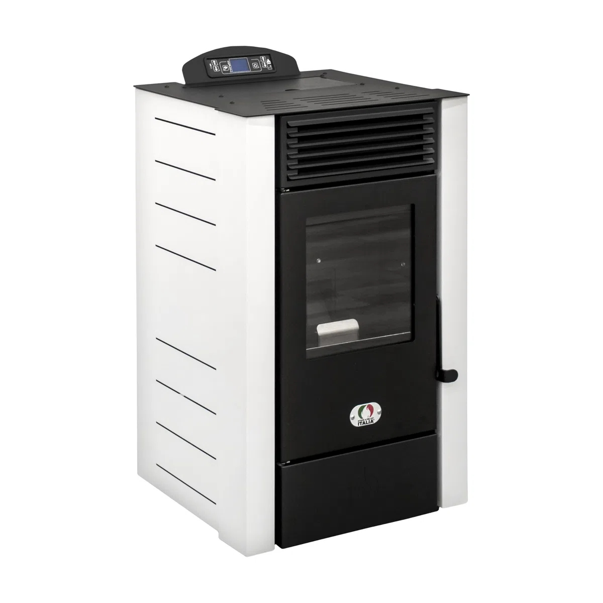 STUFE A PELLET ITALIA Alaska 10 KW WiFi | Pelletöfen mit Belüftung Effizienz 91% Heizt 85m² Autonomie 20 Sdt. Programmierbar WiFi-Fernsteuerung 5 Geschwindigkeiten und Kräfte 24M Garantie Weiß