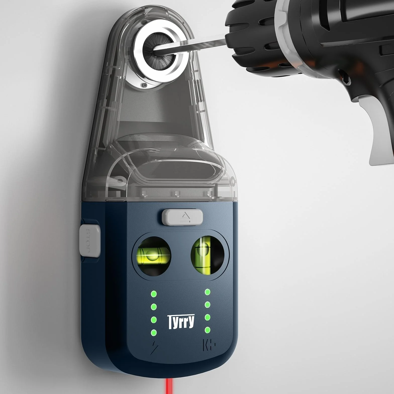 4-in-1 Laser Wasserwaage mit Kreuzwasserwaage, Bohrstaubfänger, Wandhalterung, Elektronischem Vakuum-Saugnapf, Nivellierwerkzeug Perfekt zum Aufhängen von Bildern, Malen und Heimrenovierungen