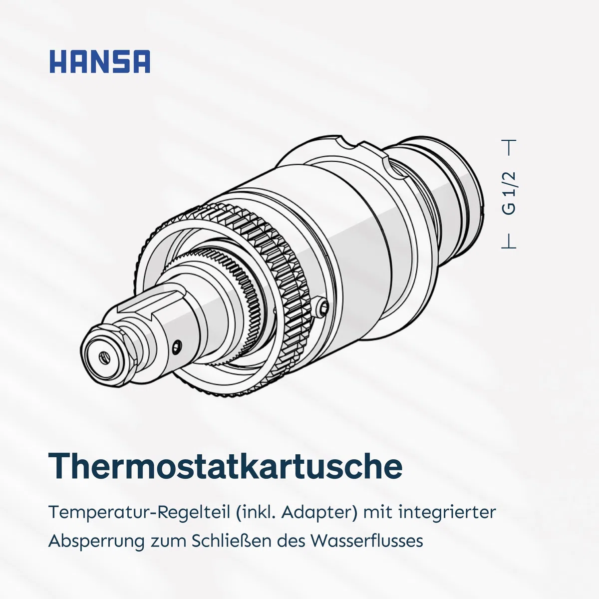 HANSA Thermostatkartusche I Temperatur Regelteil mit integrierter Absperrung & Schmutzfilter I Standard-Anschlussgröße G 1/2, Nennweite DN 15 | Kartusche Messing für Duschthermostat, Dusche Badarmatur
