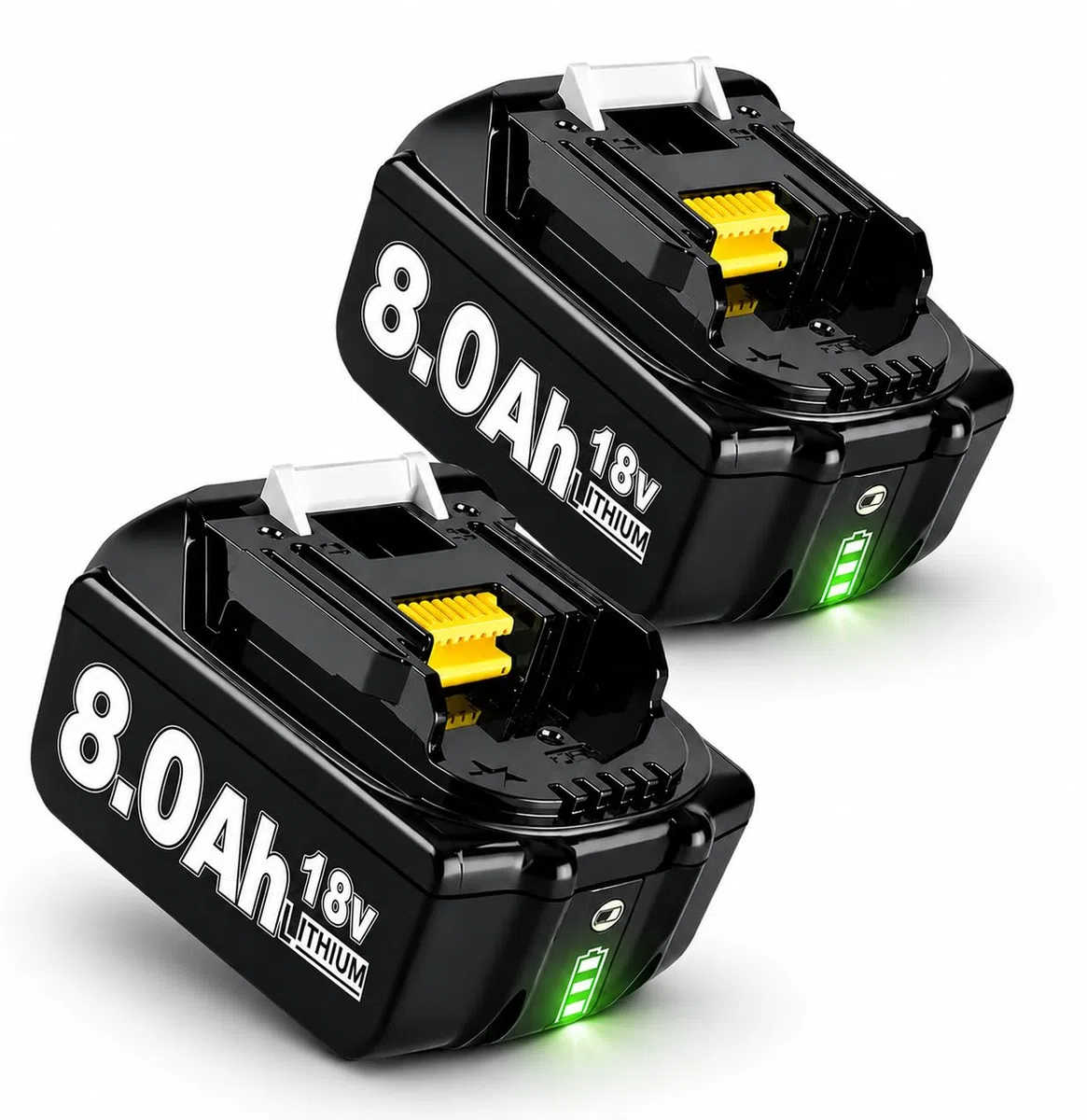 2X 18V 8.0Ah/8000mAh Ersatzakku für makita akku Kompatibel BL1860B BL1850B BL1840 BL1830 BL1845 194205-3 LXT-400 Bohrmaschinen, Schraubendrehern, Kartuschenpistolen, with LED Werkzeugakku.
