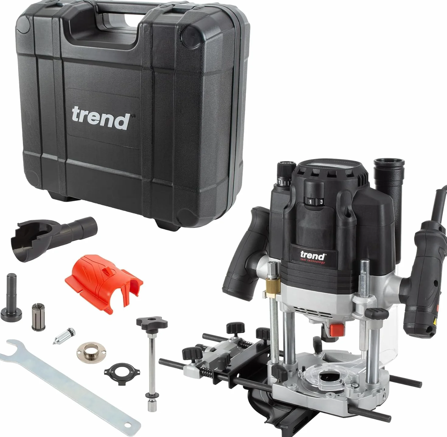 Trend T8 12mm Dual-Mode Oberfräse für die Werkstatt, Entwickelt für den Einsatz per Hand und am Frästisch, 2200 W, 230V, Schwarz, T8EK/EURO