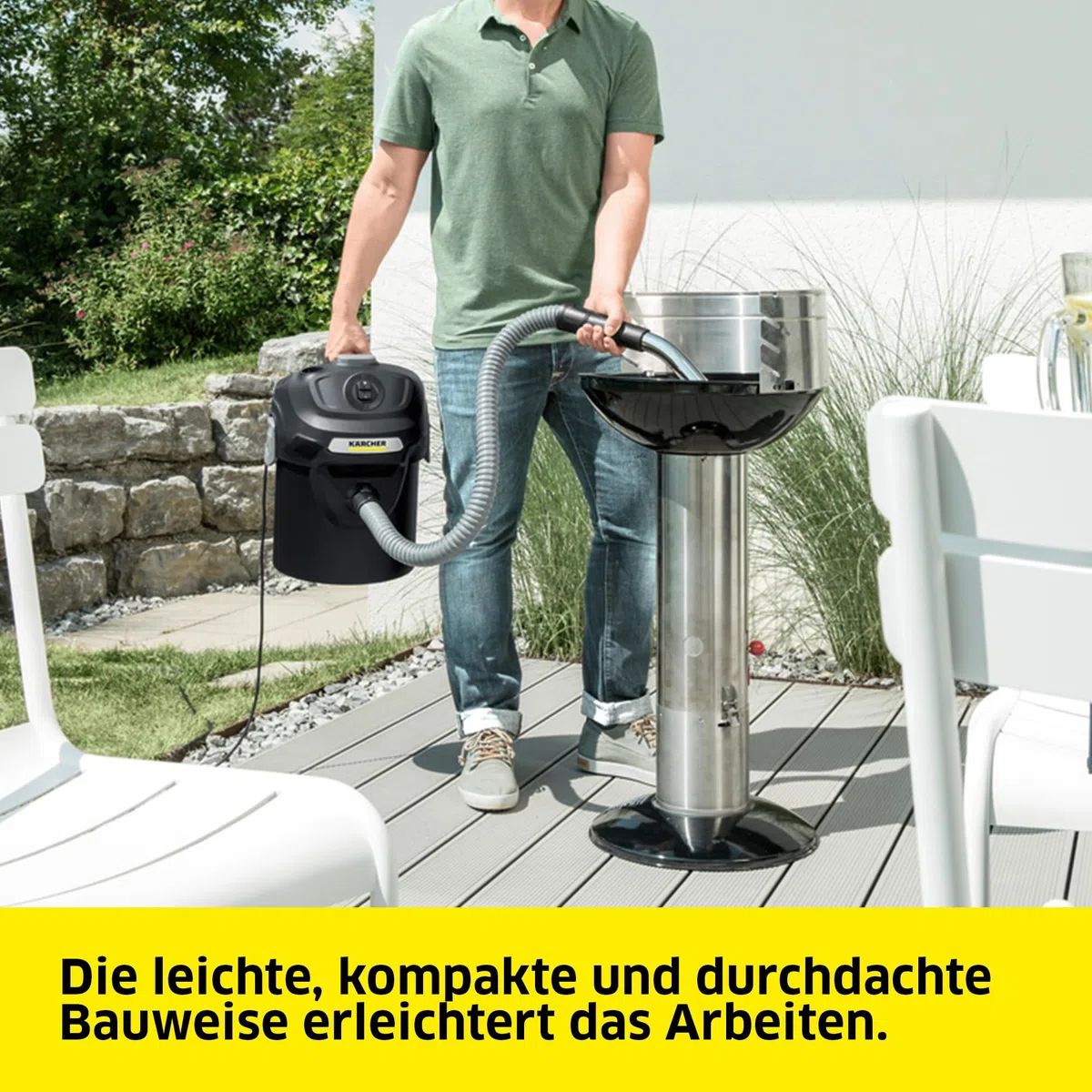 KÄRCHER AD 2 Aschesauger und Trockensauger perfekt für die Kaminreinigung und Pelletofen Reinigung (mit Filterreinigung, 14-Liter-Metallbehälter, ohne Schmutzkontakt), (L x B x H) 345 x 330 x 440 mm