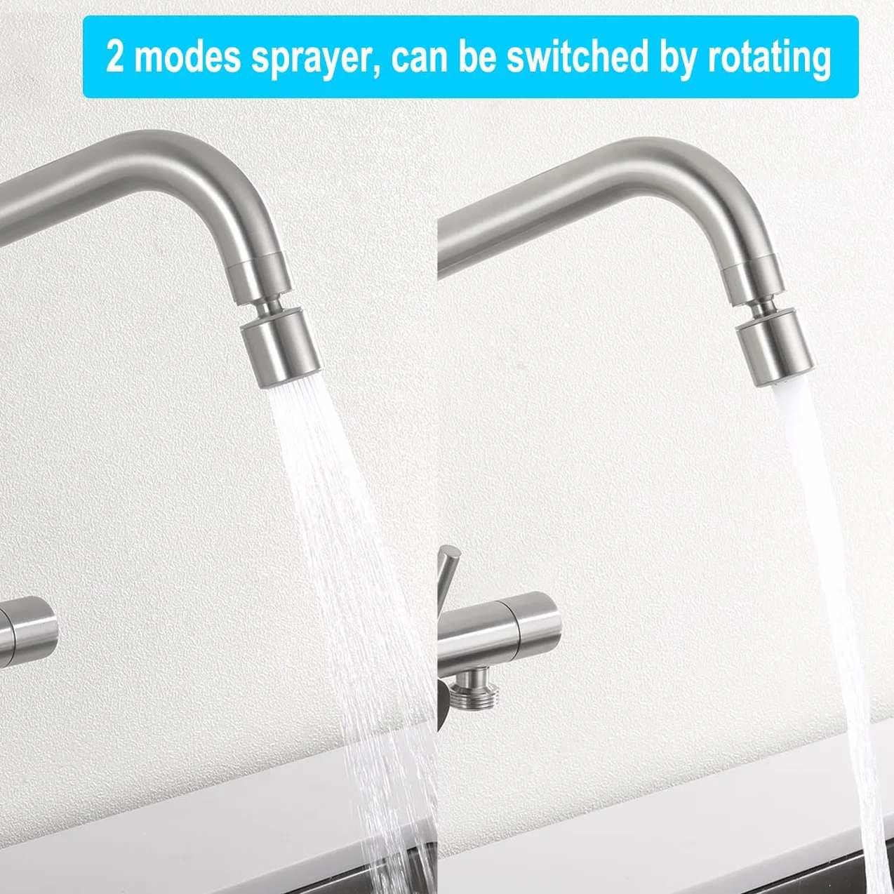 ONECE Küchenarmatur in Wand mit 3/4 Zoll Anschluss für Geschirrspüler/Waschmaschine, Wandarmatur mit 2 Strahlarten, Wasserhahn Küche Wandmontage Mischbatterie, Matt