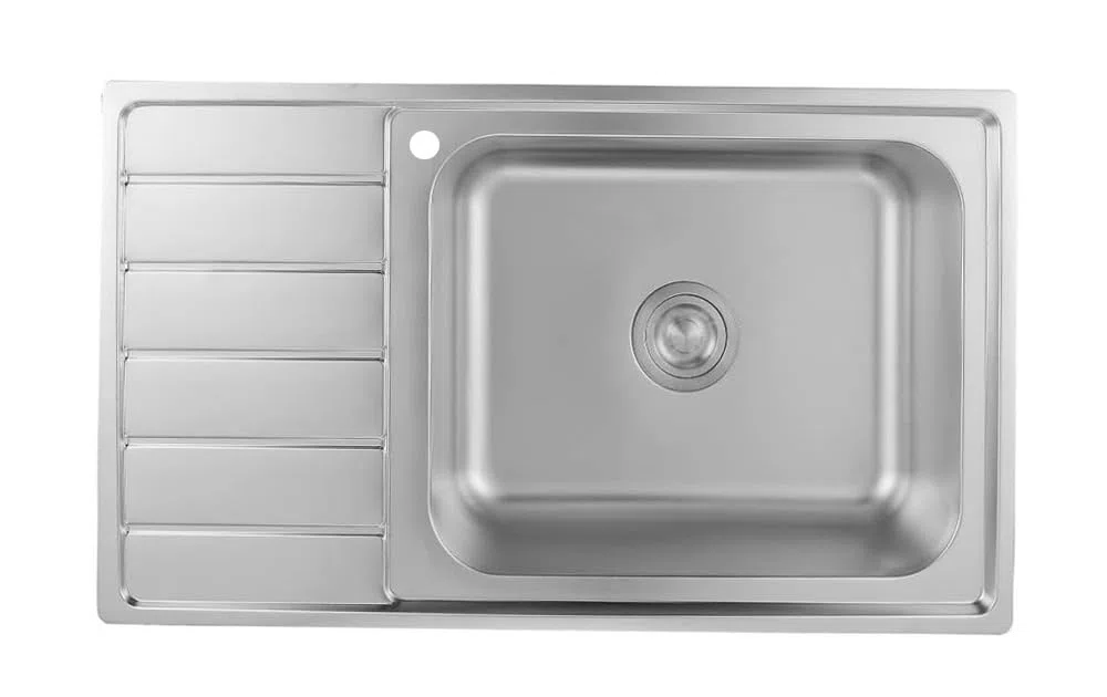 86x50, Küchenspüle, Edelstahl 304 Materialdicke 1,0 mm,Spülbecken,Spüle, Einbauspüle,eckig 1 Becken, XXL Becken 50x40 (Ablagefläche links)