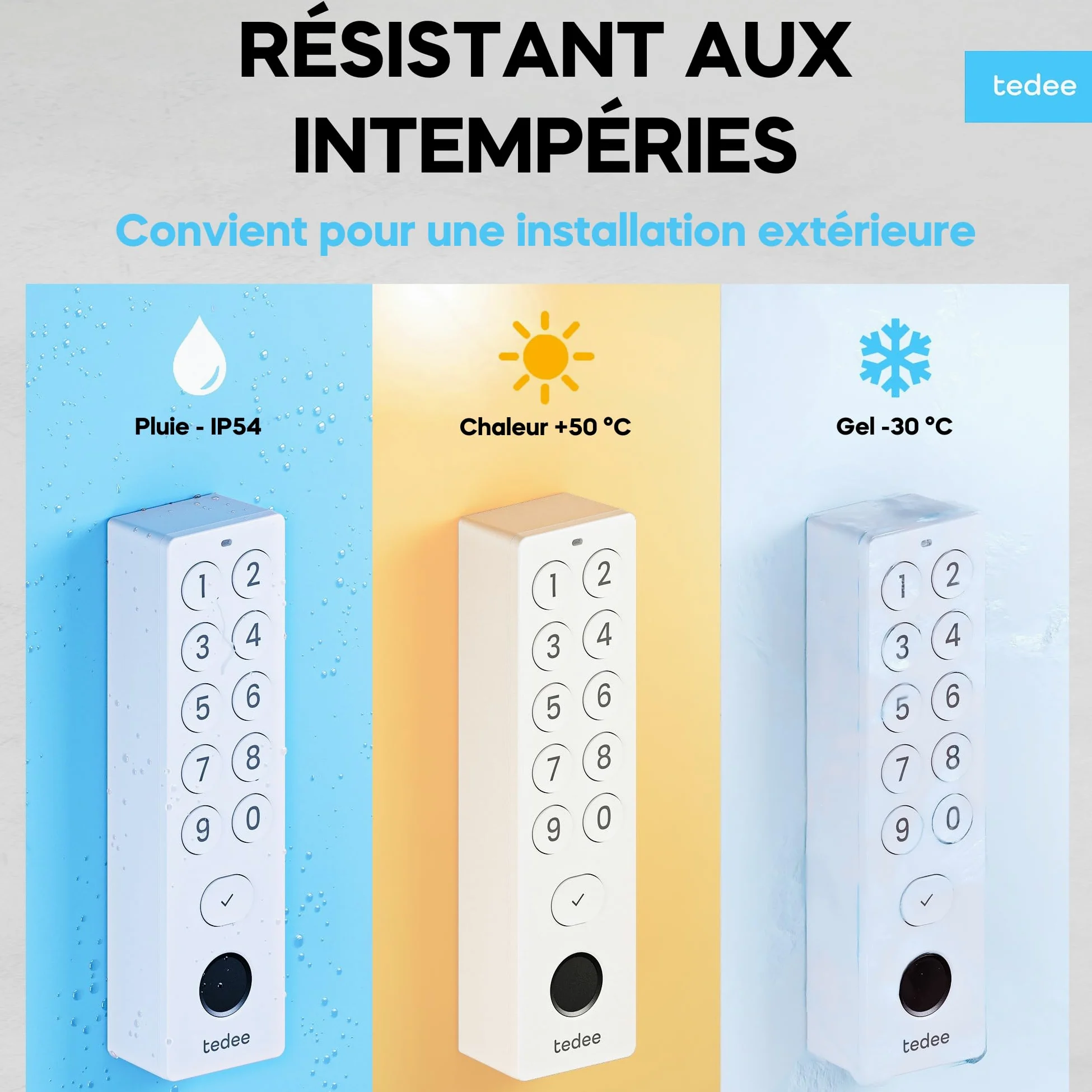 tedee Keypad PRO biometrisches Tastenfeld für smartes Türschloss | Öffnen und Schließen per Fingerabdrucksensor oder PIN-Code | Weiß