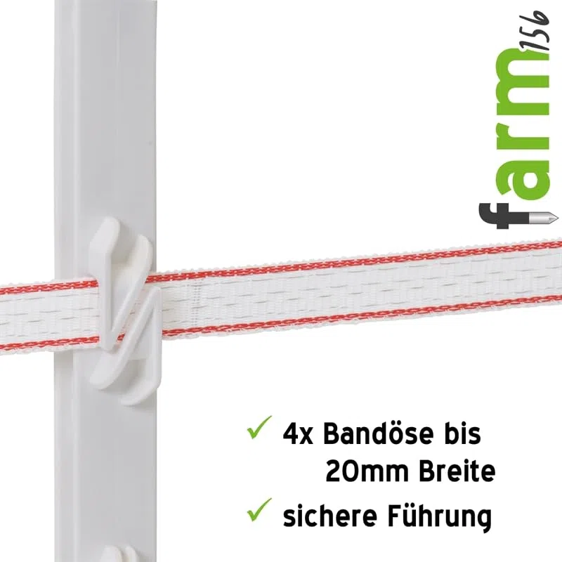 VOSS.farming 40x Weidezaunpfähle Farm 156", 156 cm, 11 Ösen, weiß