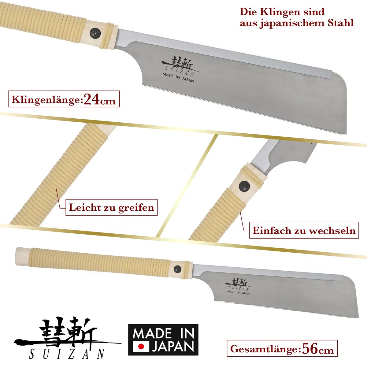 SUIZAN Dozuki Feinsäge 240mm Rip Cross Angle Cut Japansäge Zugsäge Handsäge Holz