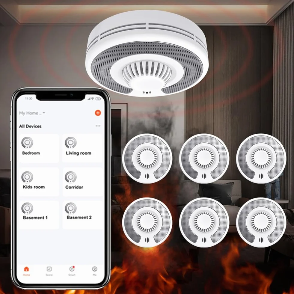 WiFi Smart Hitzemelder mit Tuya App-Steuerung, WiFi Wärmealarm mit versiegelter 10-Jahres-Li-, BS 5446-2, VH03W