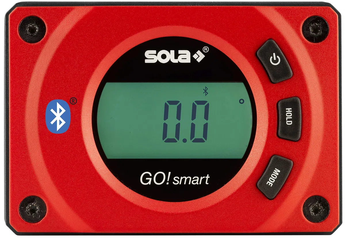 SOLA - GO! smart - Winkelmesser digital mit Bluetooth - digitale Wasserwaage mit LCD - Fernsteuerung über Smartphone und App - Neigungsmesser magnetisch mit V-Nut - bevel box magnetic - IP54