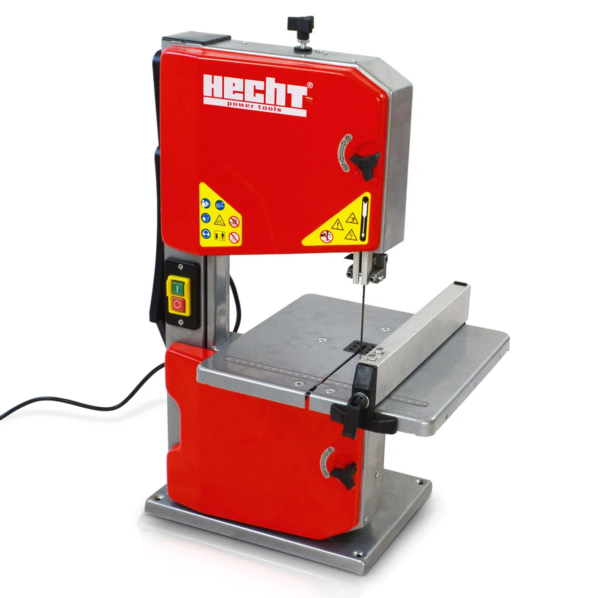 HECHT Bandsäge – 250 Watt Power für Hobby und Profi Arbeiten mit Holz und Metall – max. Schnitthöhe 85 mm, Schnittbreite 195 mm – 1400 mm Band – Führungsschiene/Parallelanschlag