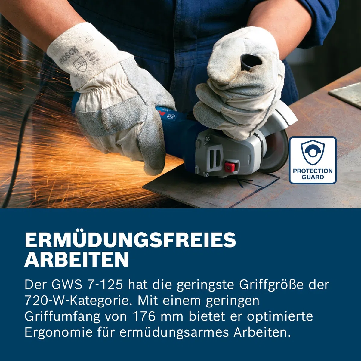 Bosch Professional Winkelschleifer GWS 7-125 (Scheiben-Ø 125mm, Leistung 720 Watt, inkl. Zusatzhandgriff, Aufnahmeflansch, Schutzhaube, Spannmutter, Zweilochschlüssel)