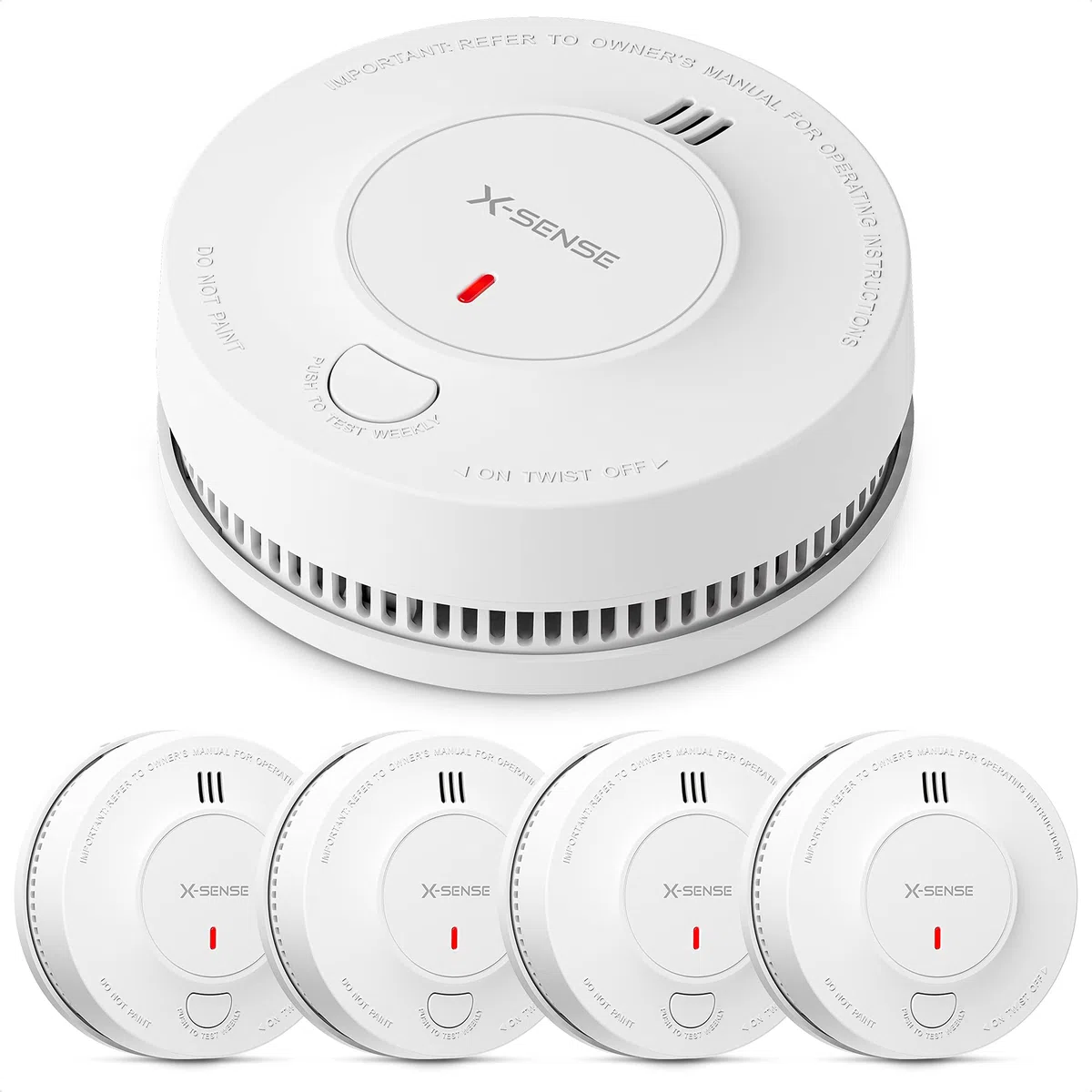 X-Sense Verbesserter Rauchmelder 10 Jahre Batterie, Feuermelder mit fotoelektrischem Sensor, EN14604 geprüfte Brandmelder, SD2J0AX, 5er Set