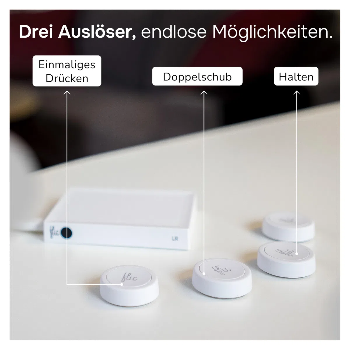 Flic 2 Smart Button - 1er-Pack Flic 2 Tasten - Smart Home Control Buttons – funktioniert mit Hue, LIFX, IKEA Trådfri, Sonos, Spotify, IFTTT und vieles mehr weiß