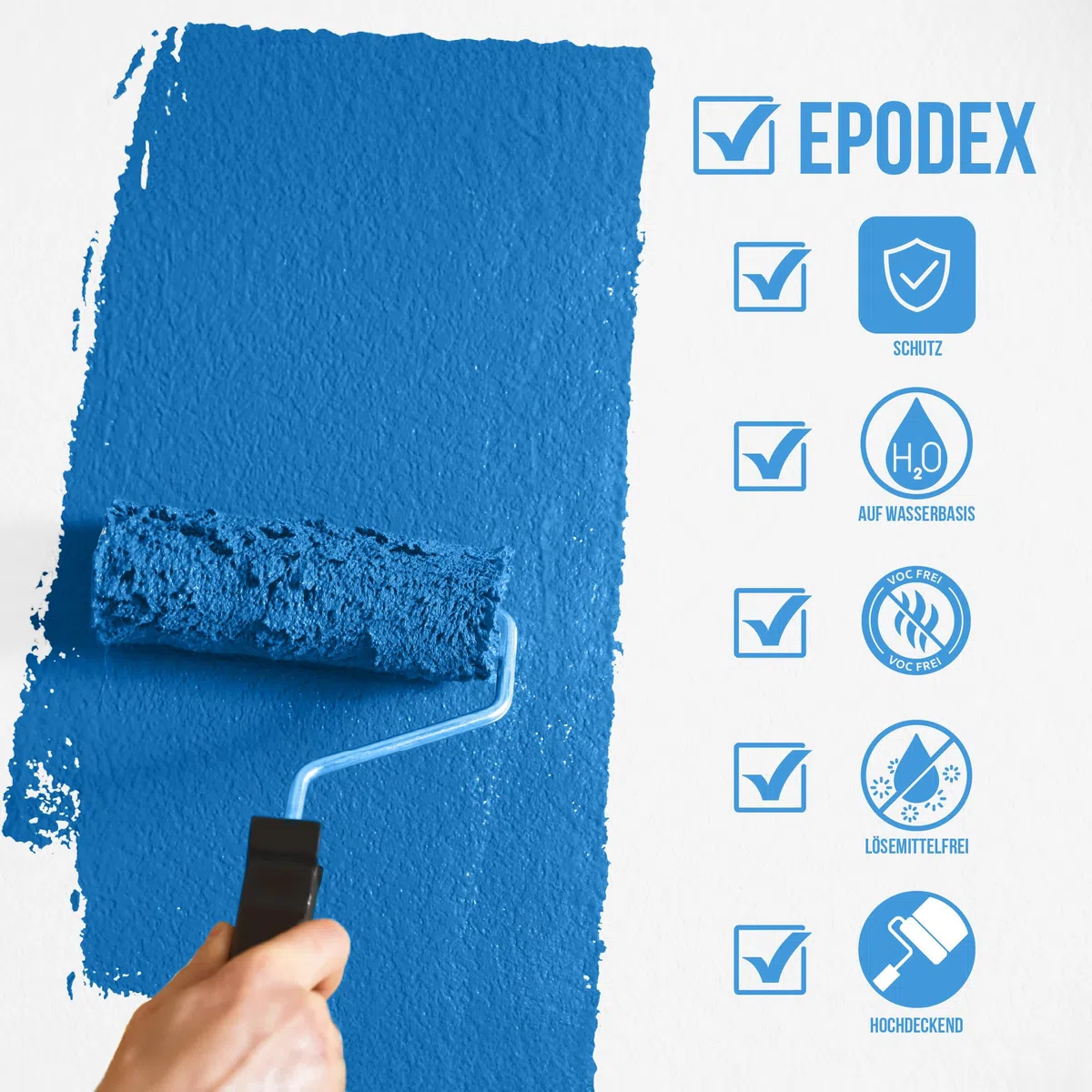EPODEX 1K Betonfarbe, 6kg - Silbergrau - Pastell | Bodenfarbe & Wandfarbe, hochdeckend, UV-beständig, abriebfest, Innen/Außen - 48m² bei einmaligem Anstrich