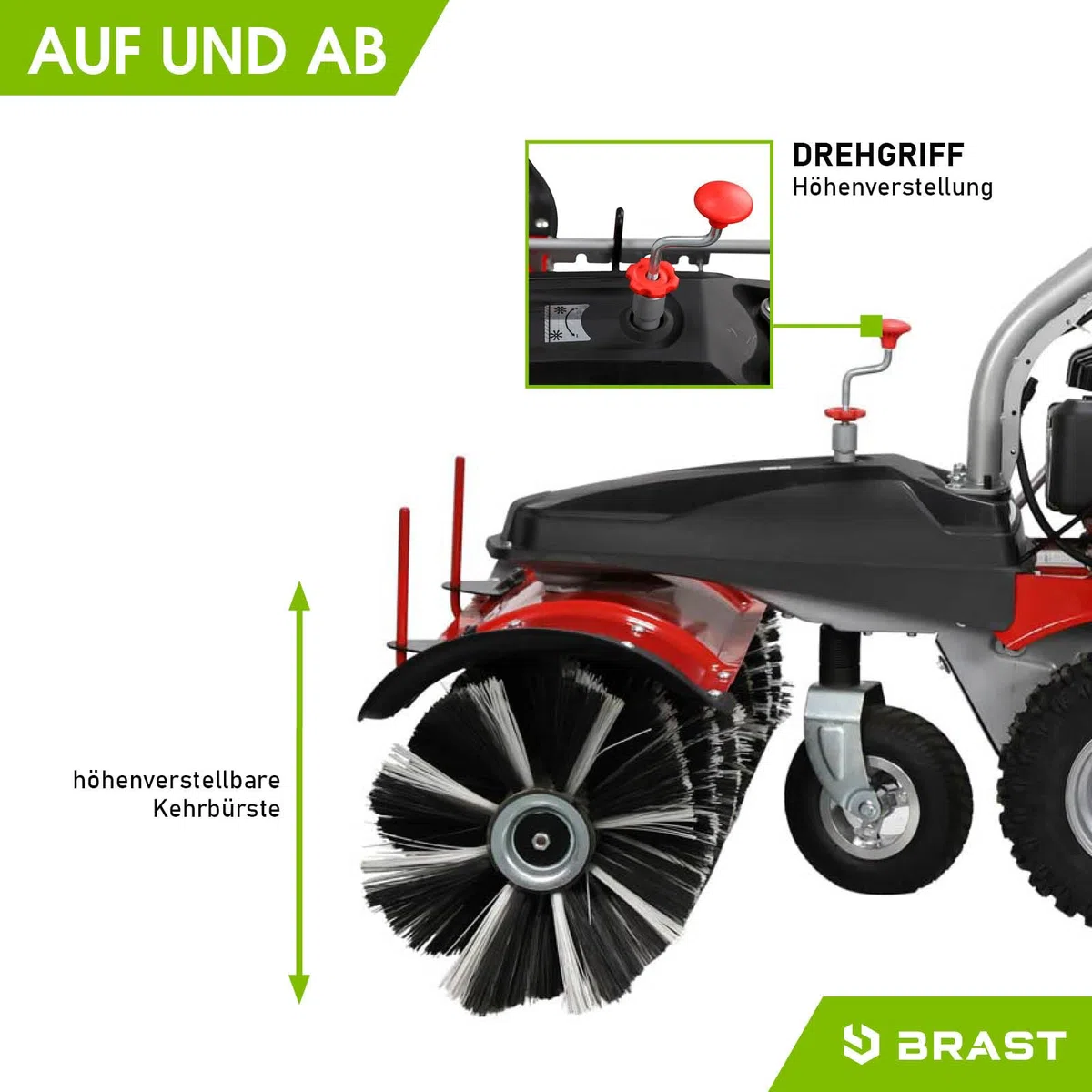 BRAST Kehrmaschine Benzin | Laubsammler Schneeschieber | XXL Premium | 4,8kW(6,5PS) - 5,14kW(7PS) | viele Modelle | 80-100cm Arbeitsbreite | Elektrostart | Schneeketten | 3in1 Gerät