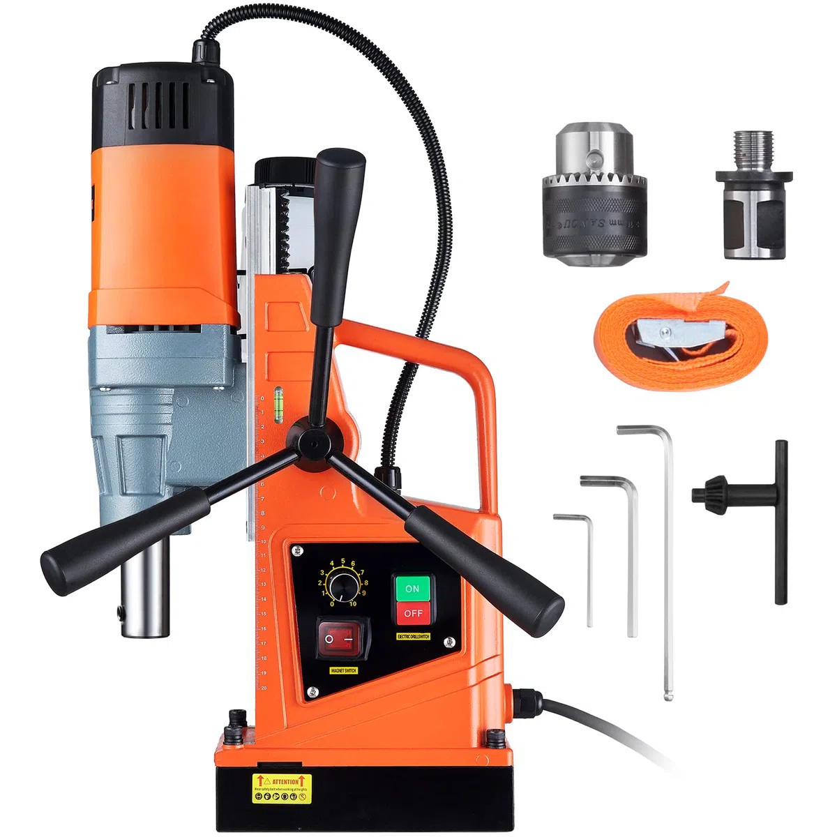 VEVOR Profi Kernbohrmaschine Magnetbohrmaschine 1550 W Ruko Terrax A108820T 7-teiliges Set Bohrkrone Tin Ø 12–22 mm