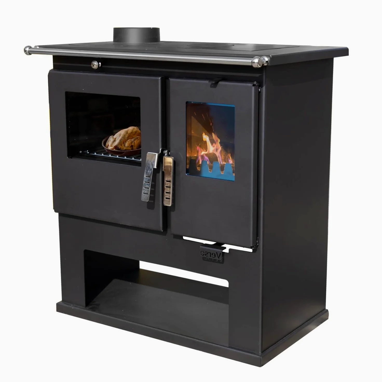 Verso Cs Links Holzverbrennungs-Kochherd - 7.7 kW Leistungsstarker Küchenofen mit traditionellem Flair und moderner Effizienz Schwarz