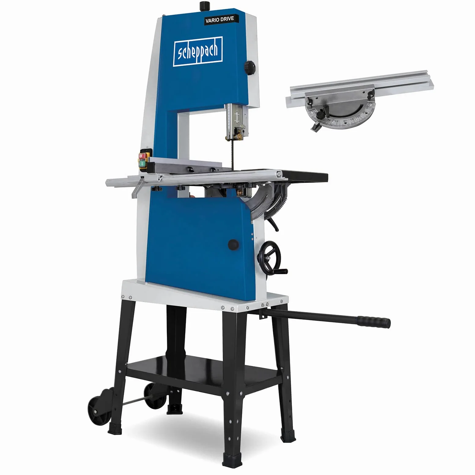 Scheppach Bandsäge BASA3 | 230V mit 800W Leistung | Variable Geschwindigkeit | Durchlasshöhe -, Breite 205mm / 306mm | Grauguss-Tisch | stufenlose Tischverstellung | Untergestell & Querschneidlehre