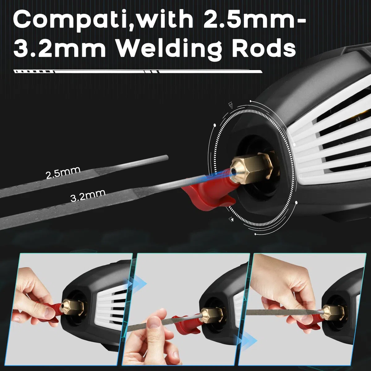 Tragbares Handschweißgerät 220V, ARC Elektroden Schweißgerät mit IGBT-Wechselrichter, laser schweißpistole für Schweißstäbe 3/32-1/8 (2.5-3.2 mm), Lichtbogenschweißgerät (Grau)