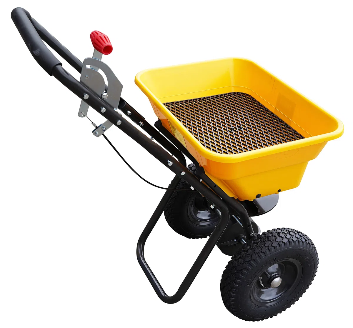 Texas Profi Streuwagen CS 3600 Rasendünger Salz Winter Düngerstreuer Rasen Saatgut | 36 Liter | 2m Streubreite | leichtläufige Lufträder | verstellbare Dosierung | schwarz-gelb | sehr robust