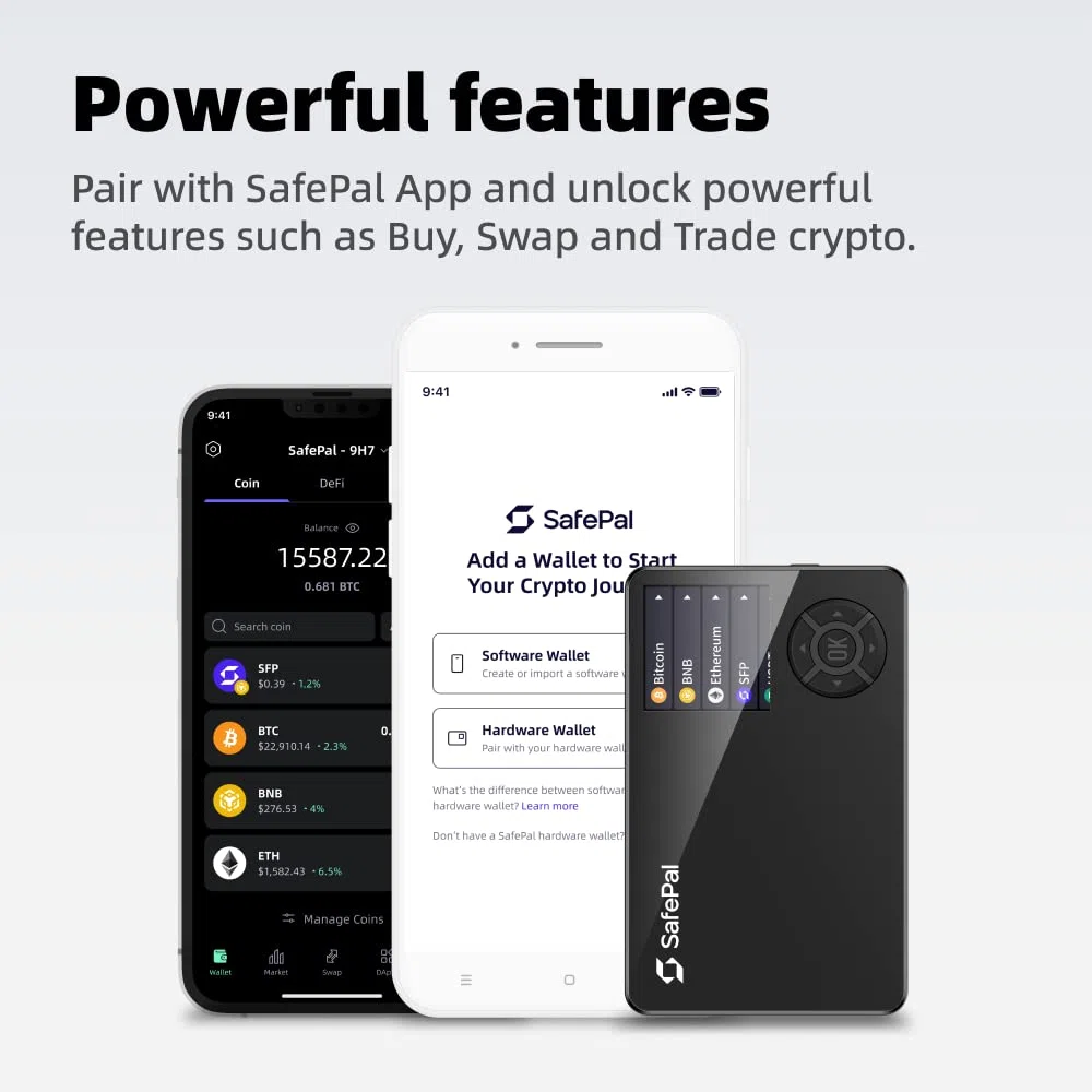 SafePal S1 – Cryptocurrency Hardware Wallet, sichere Aufbewahrung privater Schlüssel, Kühlspeicher für Bitcoin, Ethereum und mehr Tokens, NFTs, Seeds und Krypto-Assets
