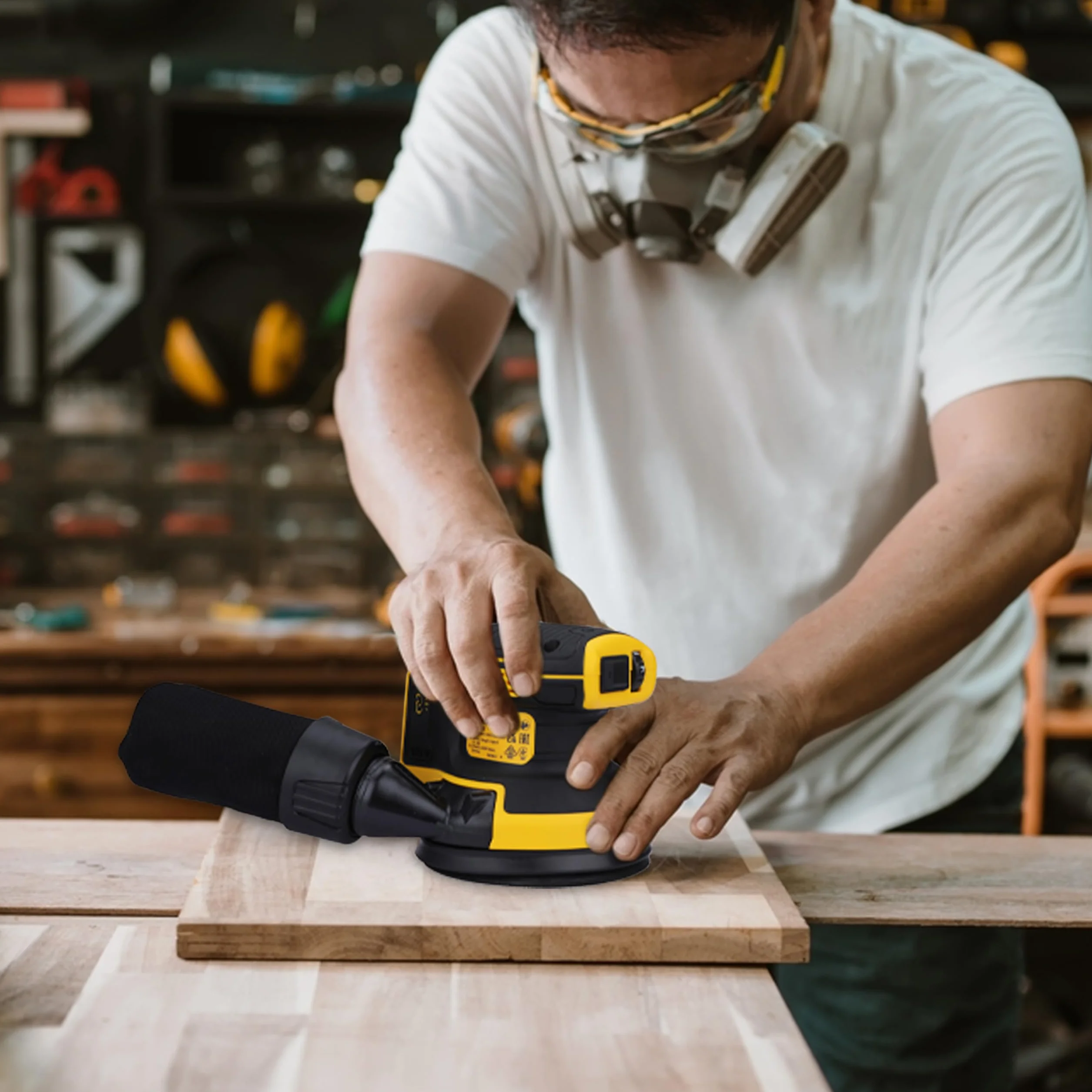 DEWALT 18 Volt Akku-Exzenterschleifer (Schleifpapier-ø: 125 mm, elektronische Drehzahlregulierung, Staubschutz für Getriebe und Schalter, mit Klettfix-System, ohne Akku und Ladegerät), DCW210N